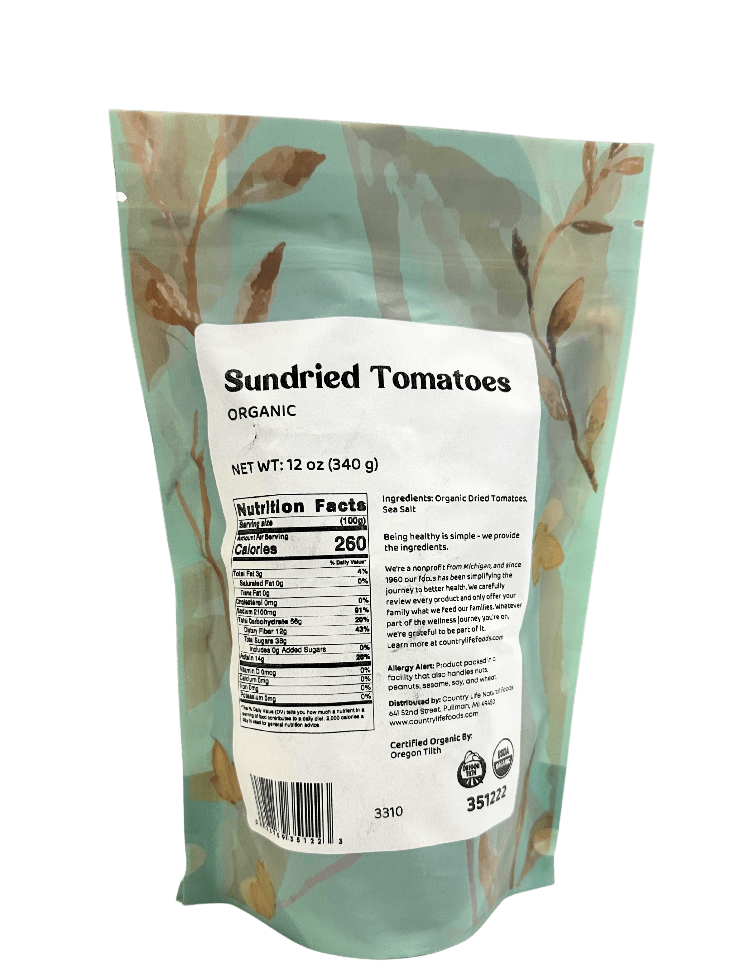 Tomato, Organic, Sundried, Halves - Country Life Natural Foods