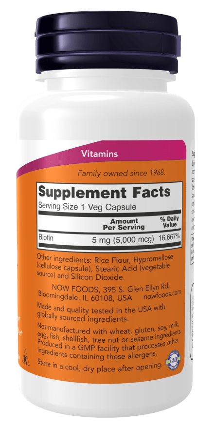 Biotin 5,000 mcg Veg Capsules, Vitamins & Supplements - Country Life Natural Foods
