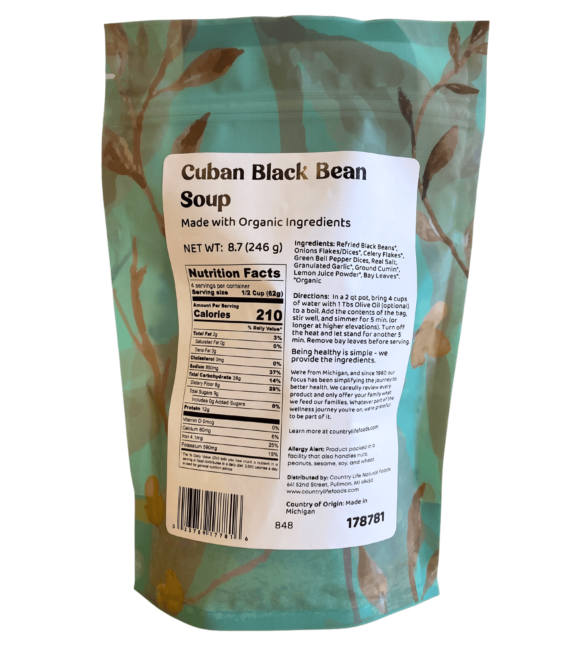 Soup, Black Bean, Cuban, CLNF Easy Meals - Country Life Natural Foods