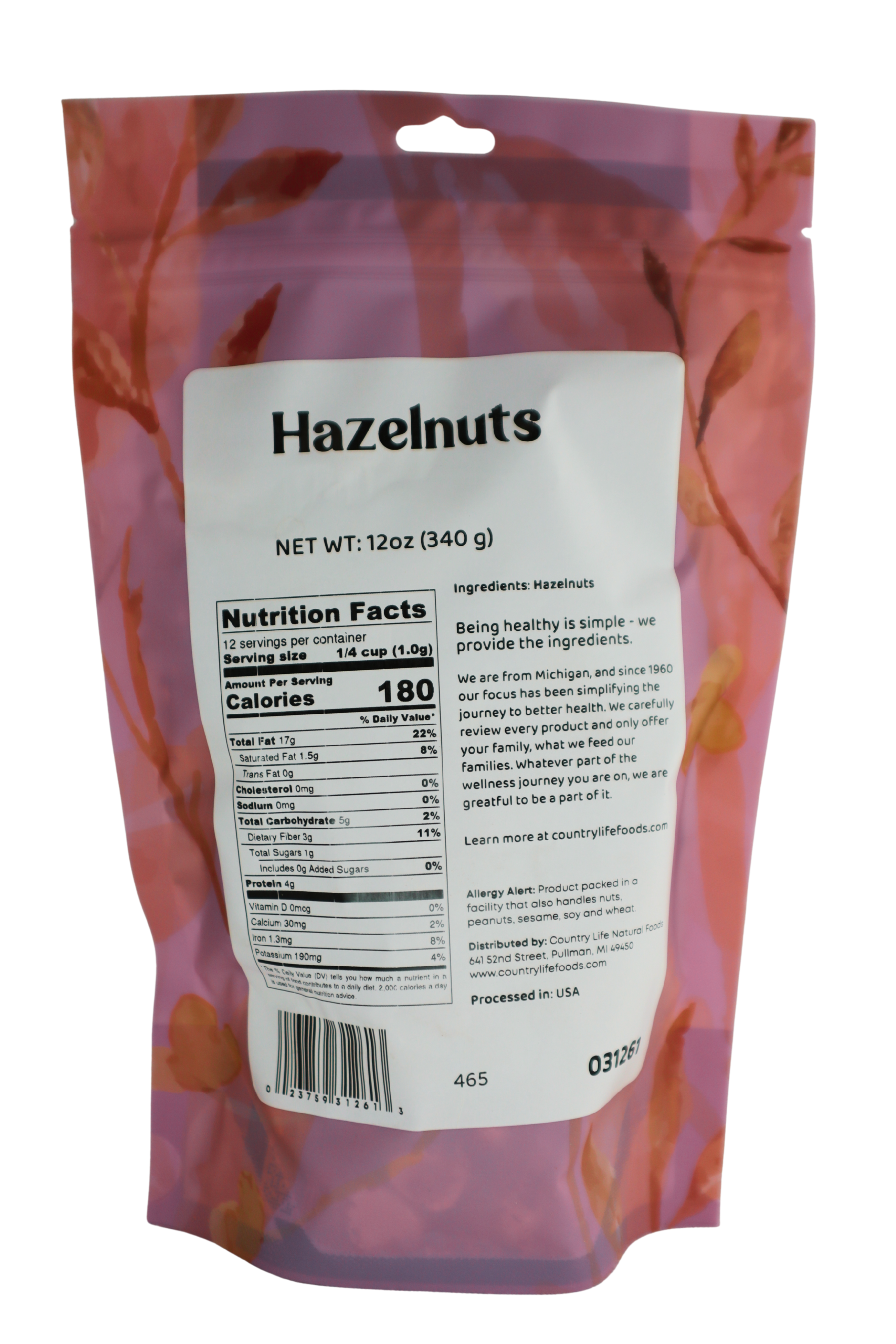 Hazelnuts, Whole, Raw, Large