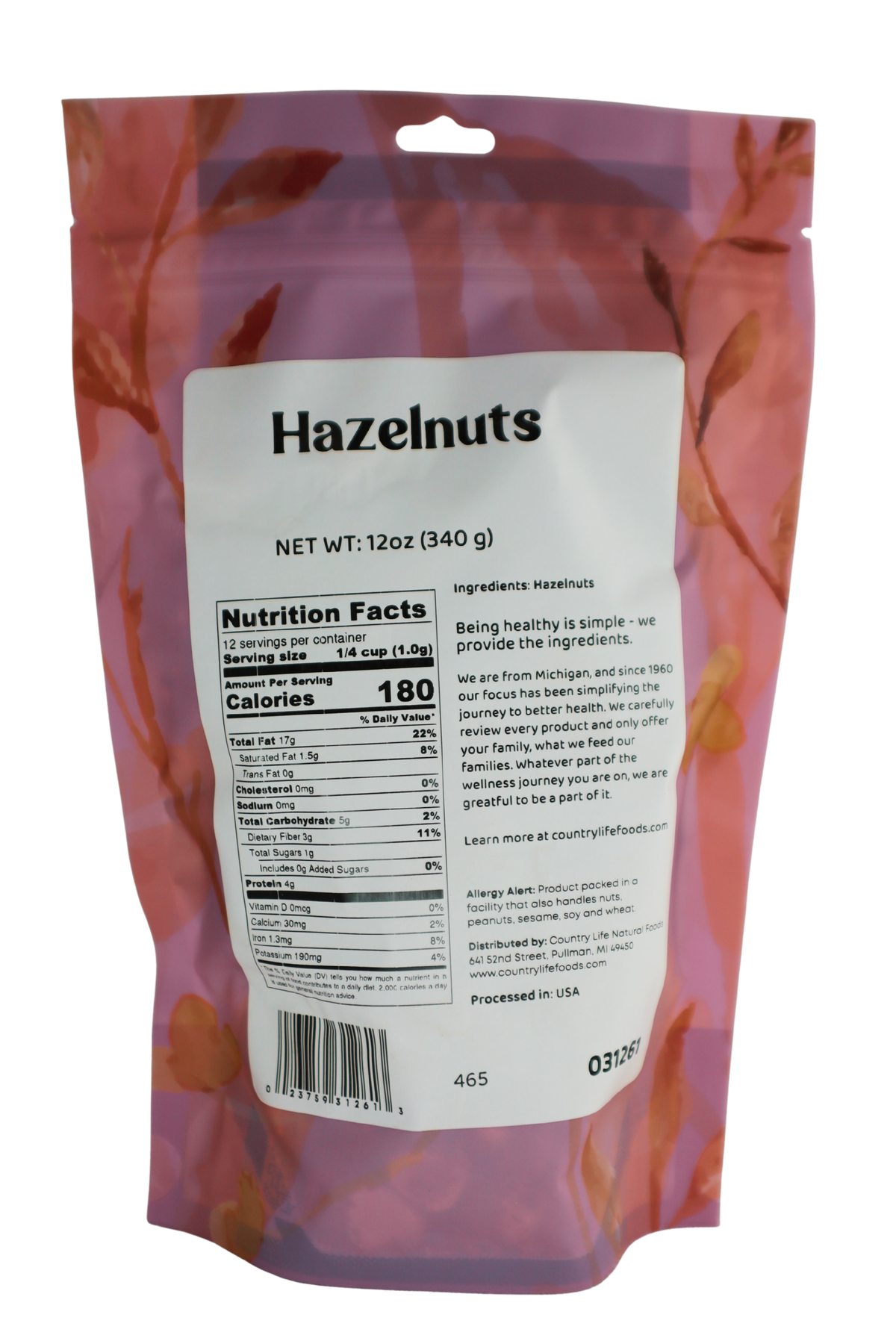 Hazelnuts, Whole, Raw, Large