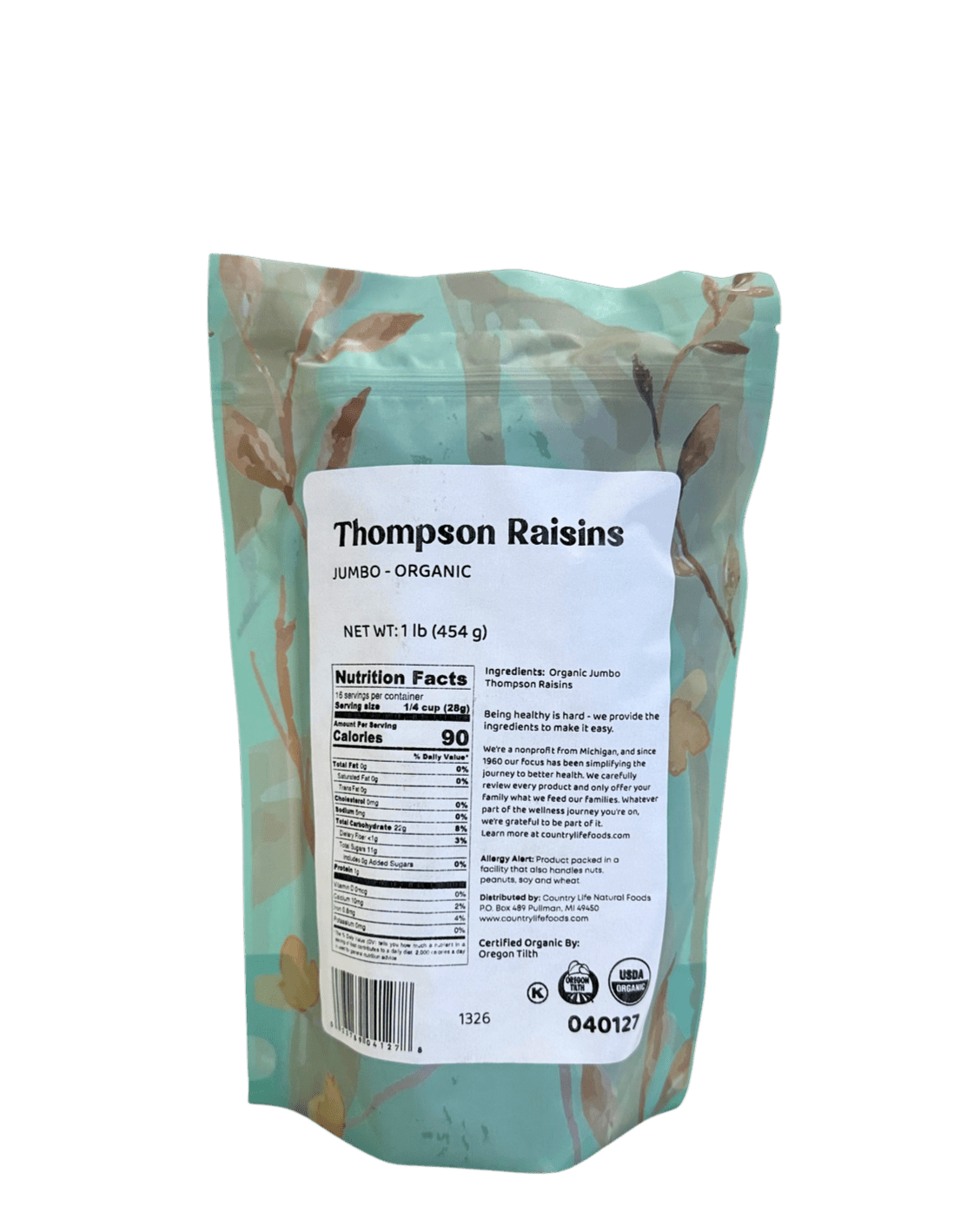 Raisins, Thompson Organic Jumbo - Country Life Natural Foods