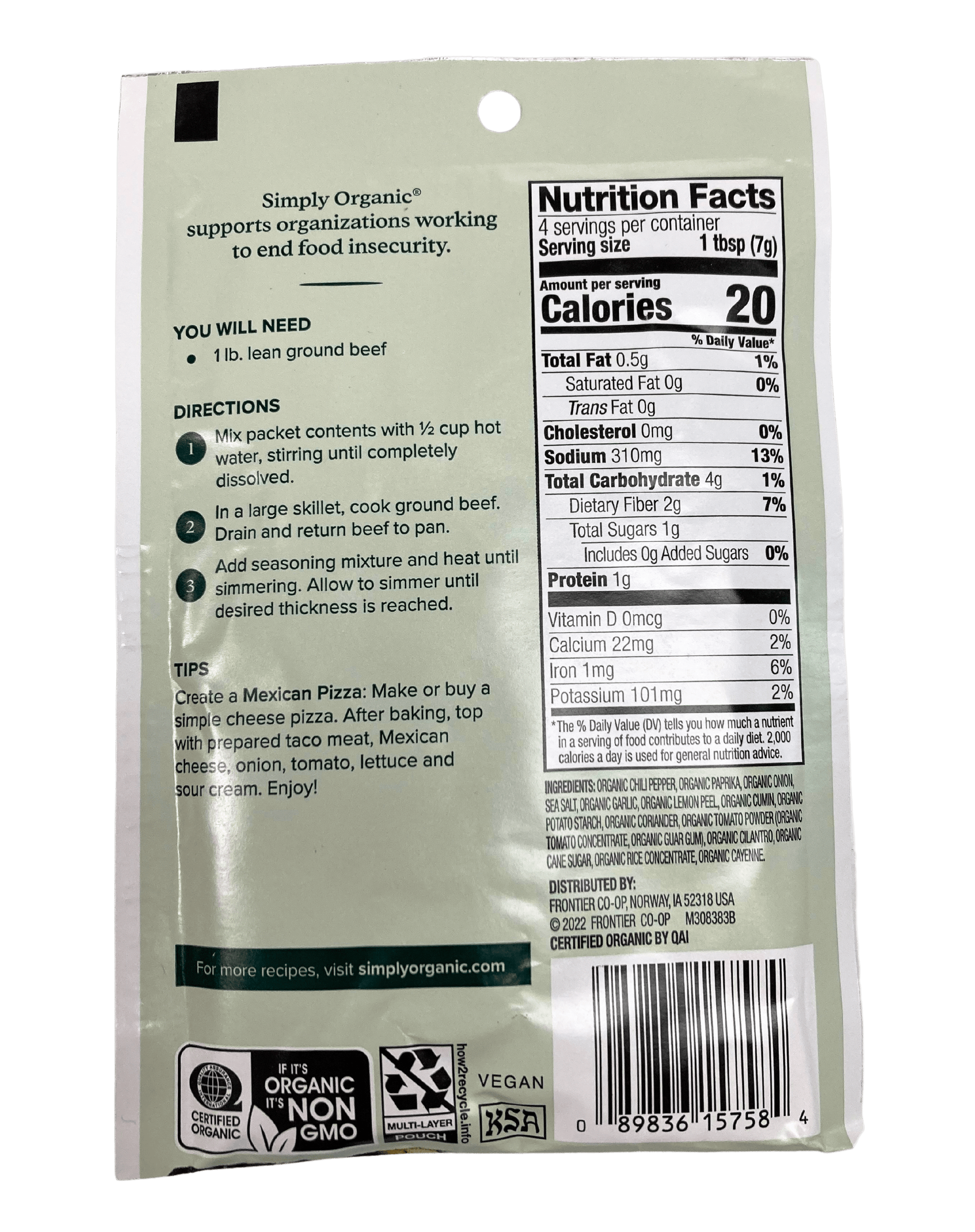 Taco Seasoning, Mild, Herbs Spices & Seasonings - Country Life Natural Foods
