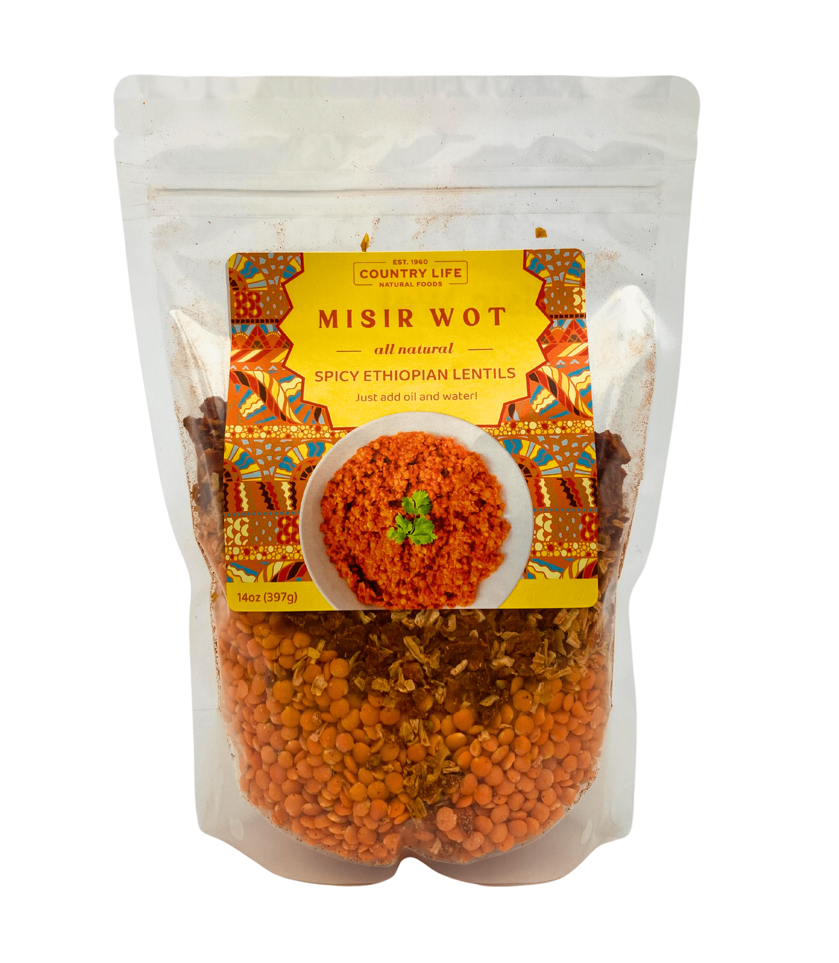 Misir Wot - Spicy Ethiopian Red Lentils, CLNF Easy Meals - Country Life Natural Foods