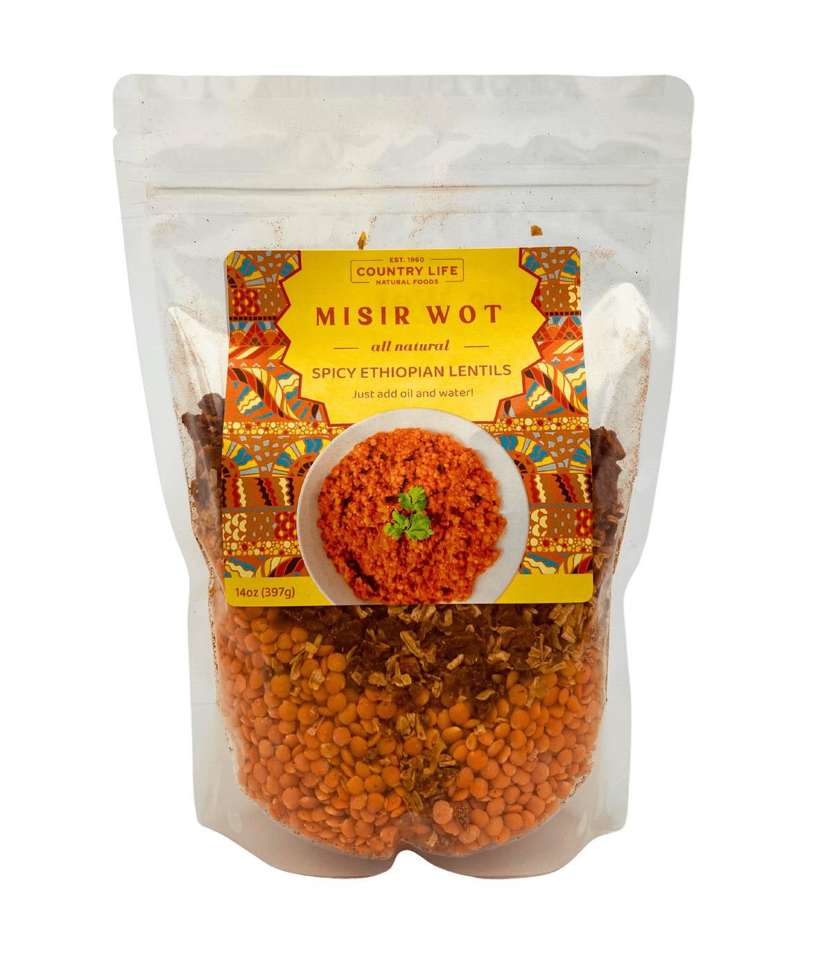 Misir Wot - Spicy Ethiopian Red Lentils, CLNF Easy Meals - Country Life Natural Foods