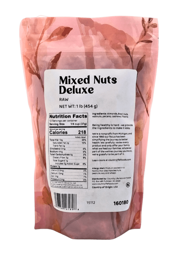 Mixed Nuts Deluxe, Raw - Country Life Natural Foods