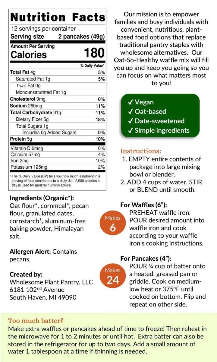 Oat-So-Healthy Pancake and Waffle Mix - Country Life Natural Foods