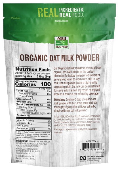 Oat Milk Powder, Organic, NOW - Country Life Natural Foods