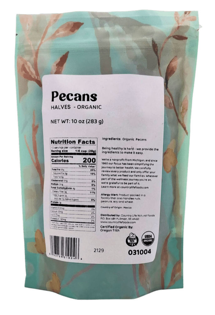 Pecan Halves, Junior Mammoth, Organic - Country Life Natural Foods