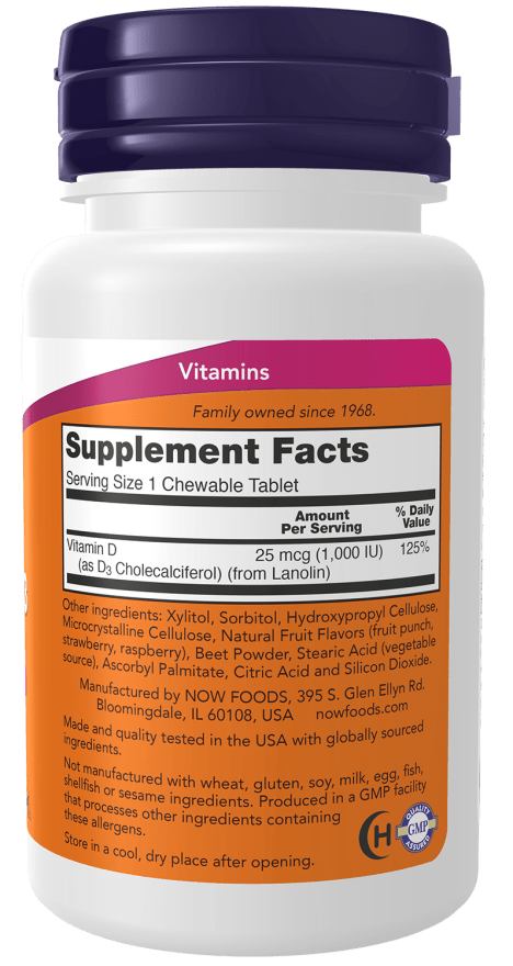 Vitamin D-3 1,000 IU, Chewable, Vitamins & Supplements - Country Life Natural Foods