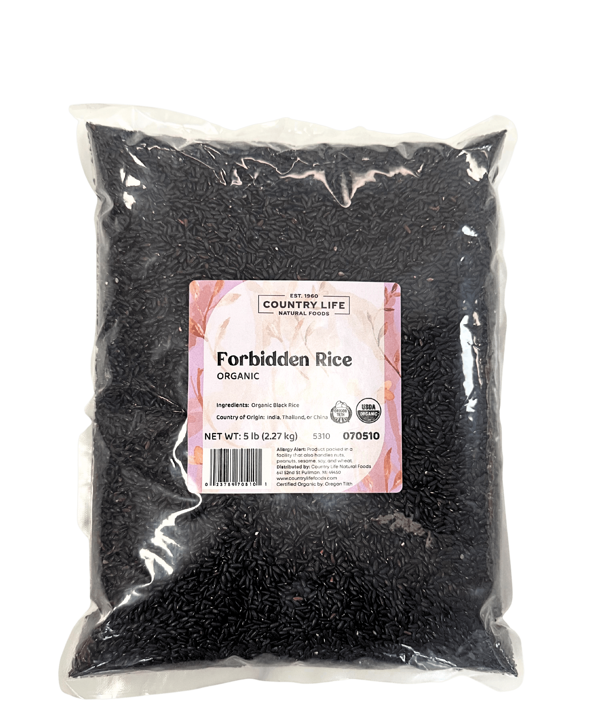 Forbidden Rice, Black, Organic (Black Pearl Rice), Rice - Country Life Natural Foods