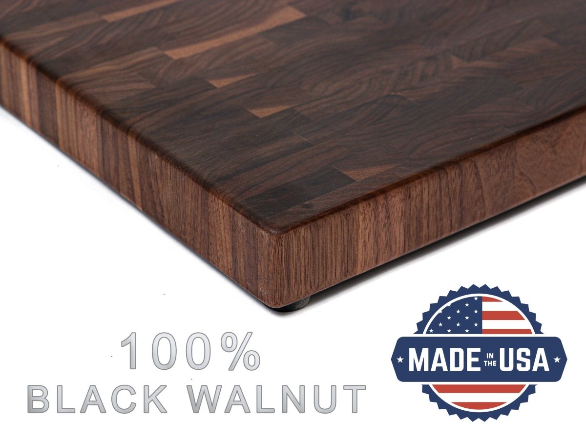 Large End Grain Walnut Cutting Board with Juice Groove, Butcher Block with Rubber Feet, Up to 2” Thick, Wedding Gift, Gift for Dad, USA Made, - Country Life Natural Foods
