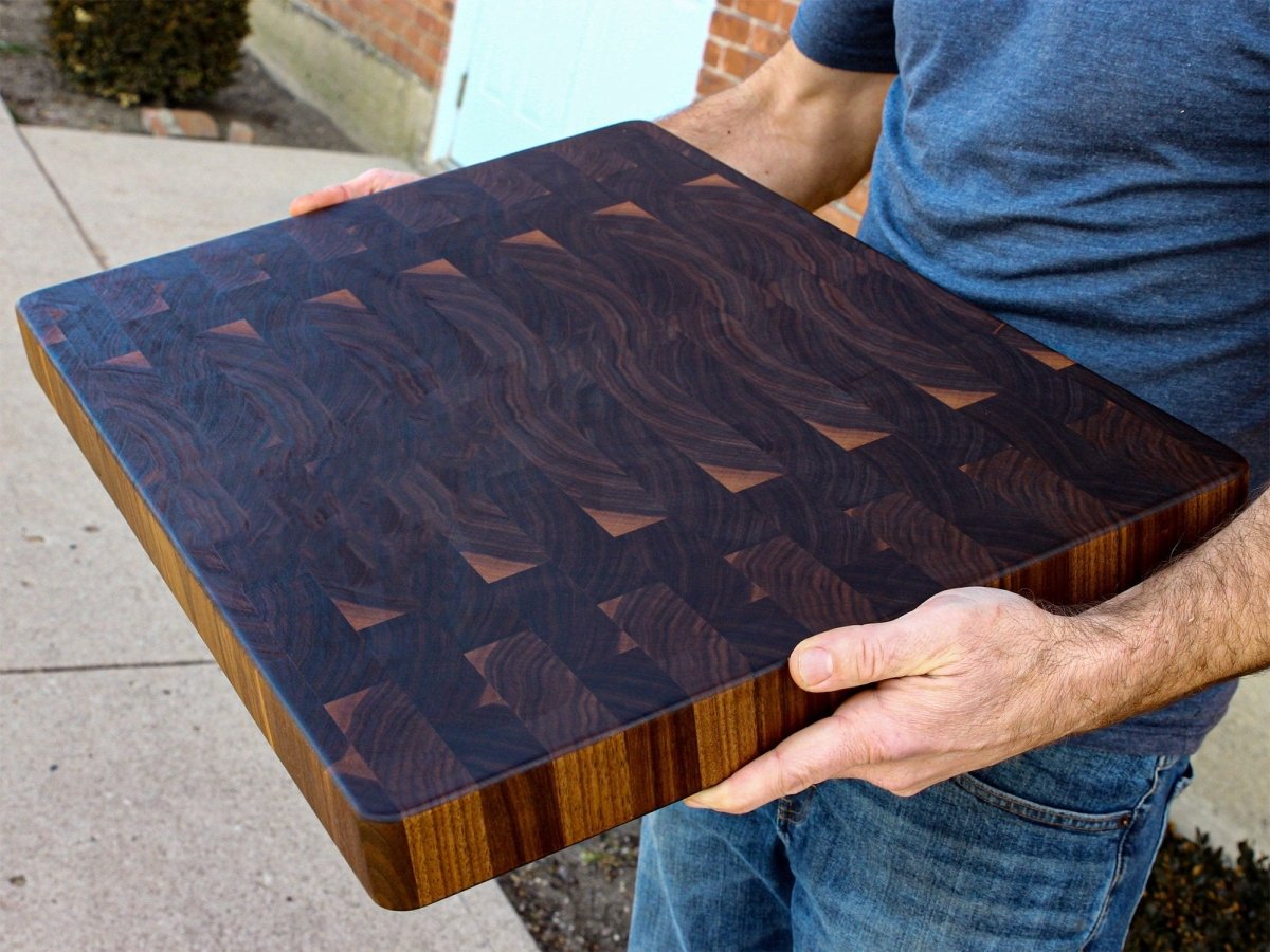 Large End Grain Walnut Cutting Board, Walnut Butcher Block with Rubber Feet, Up to 2” Thick, Wedding Gift, Anniversary Gift, USA Made, - Country Life Natural Foods