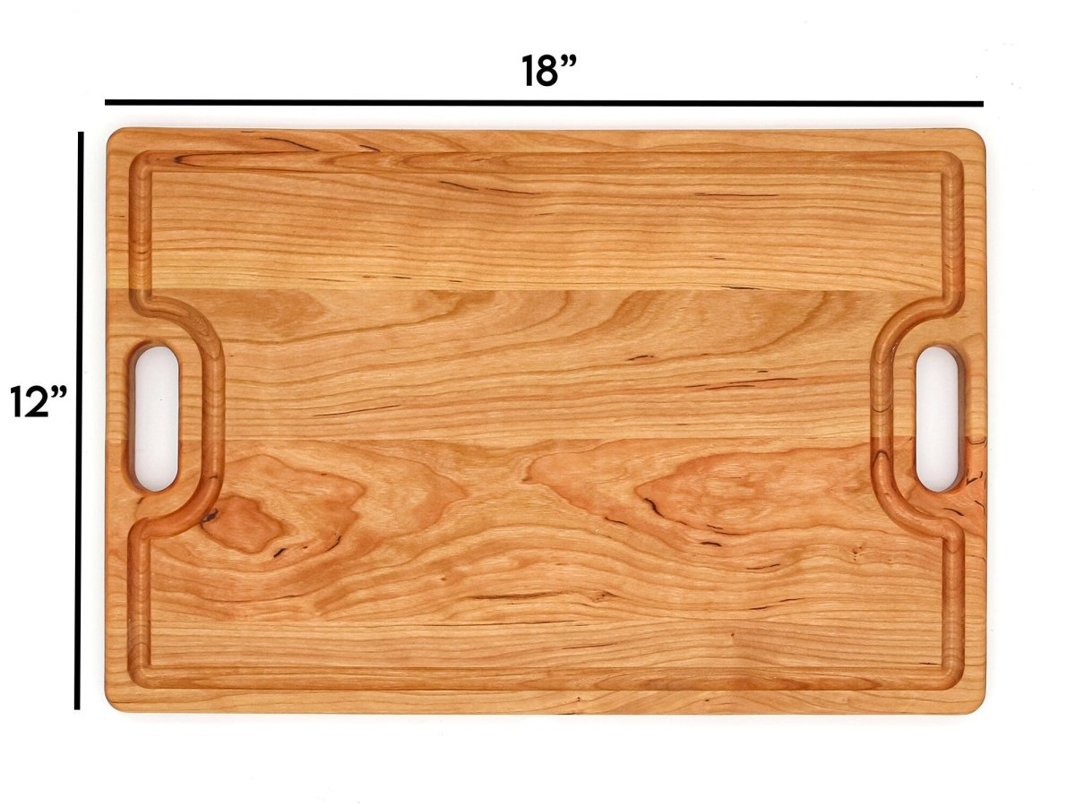 Large Cherry Wood Cutting Board With Juice Groove and Handles 18 x 12 Inches, Cherry Charcuterie Board, Cherry Cheese Board, 100% USA Made, - Country Life Natural Foods