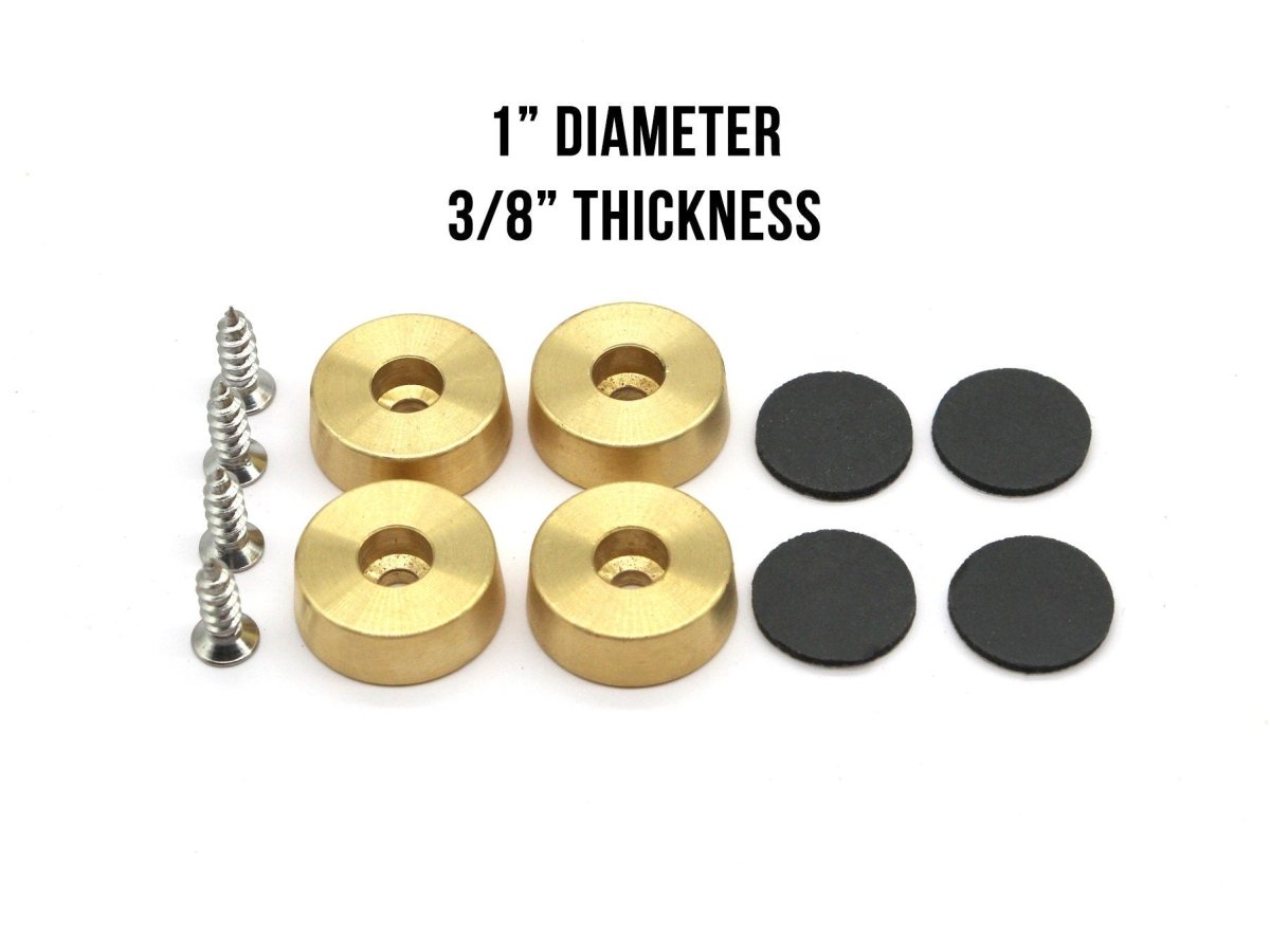 Premium Brass Cutting Board Feet - Set of 4, Includes Non-Slip Pads, and Phillips Screws. 1" Diameter Brass Hardware. 100% Made in the USA, - Country Life Natural Foods