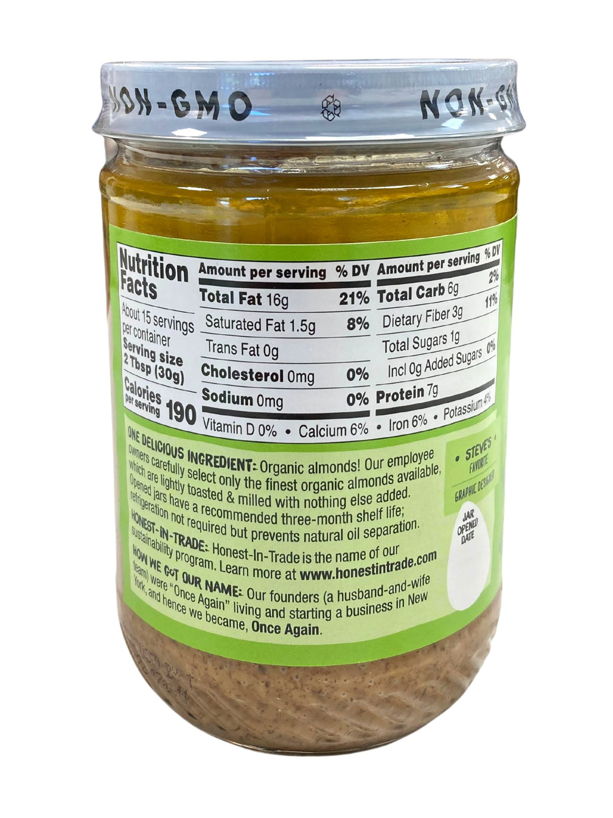 Almond Butter, Creamy, Organic, Lightly Toasted - Country Life Natural Foods