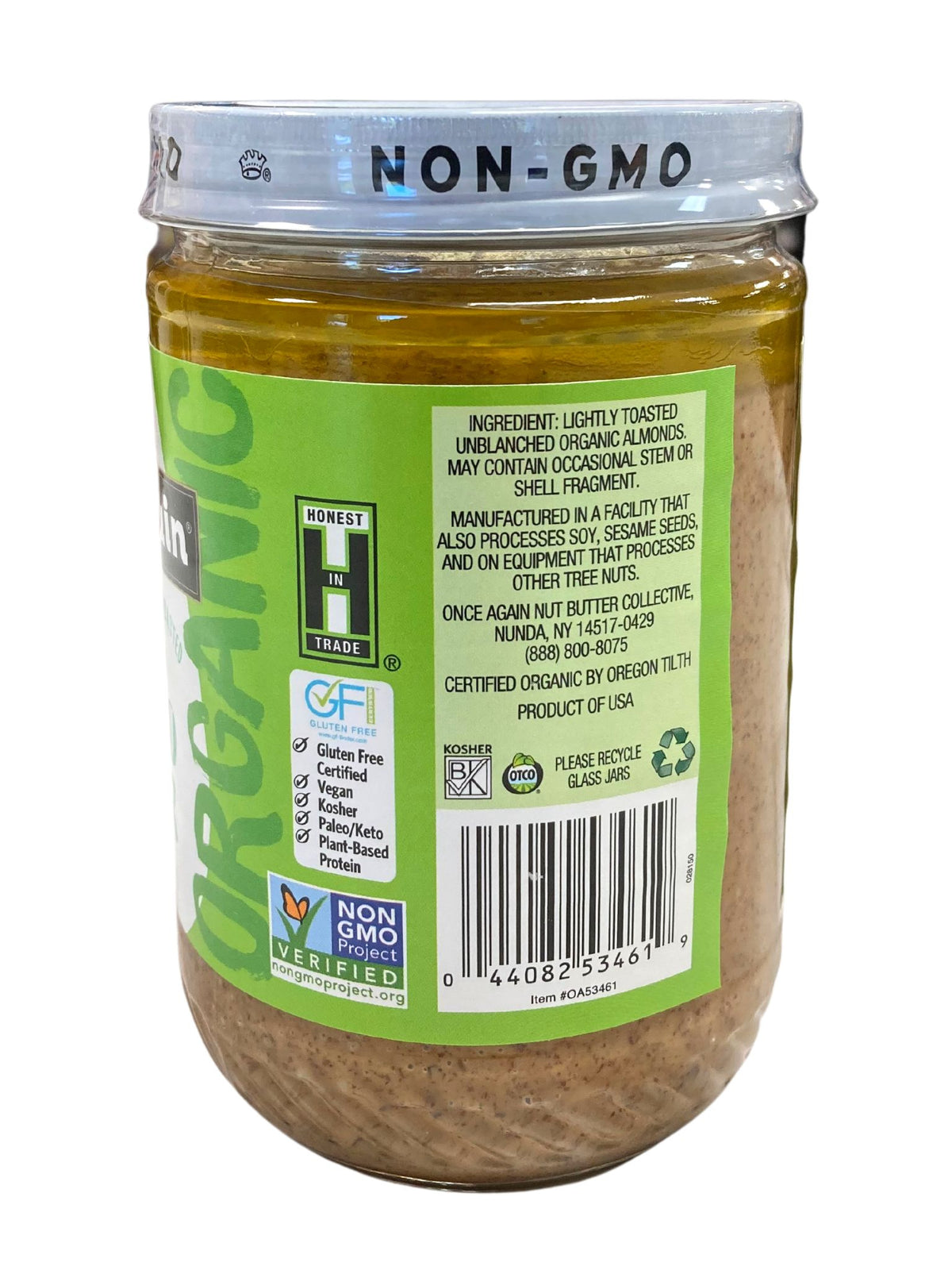 Almond Butter, Creamy, Organic, Lightly Toasted - Country Life Natural Foods