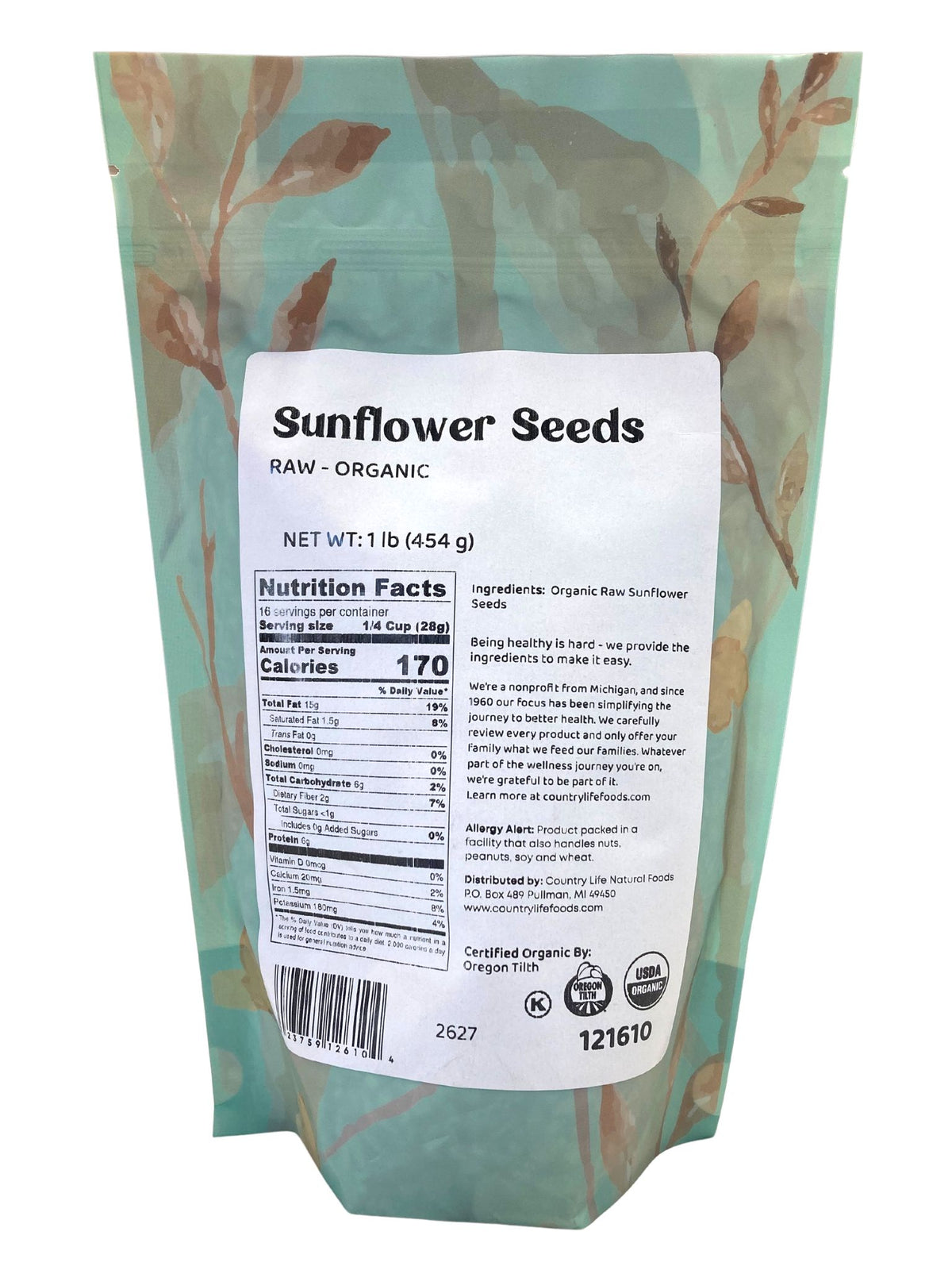 Sunflower Seeds, Raw, Organic - Country Life Natural Foods