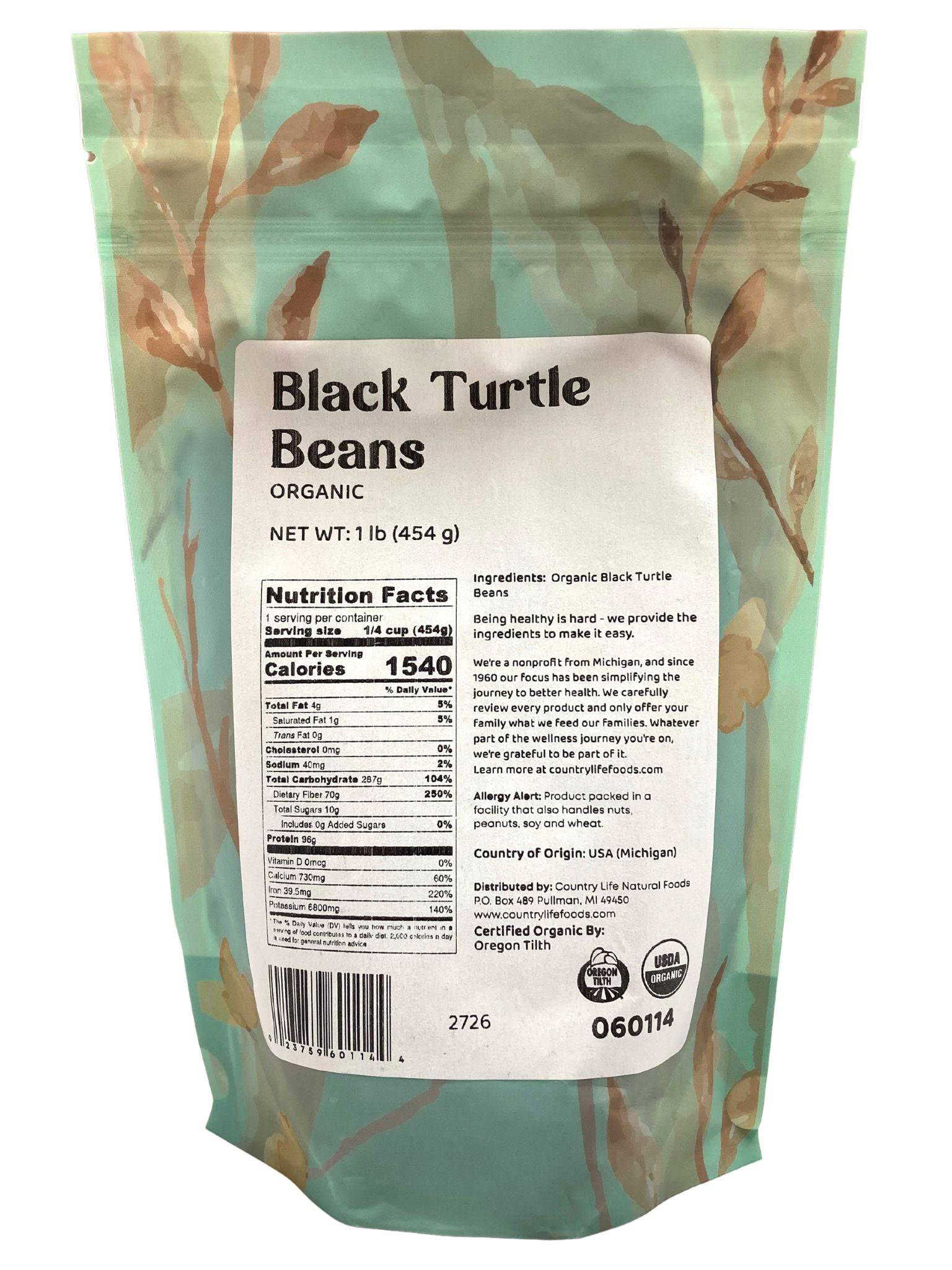 Black Turtle Beans, Organic, Beans - Country Life Natural Foods