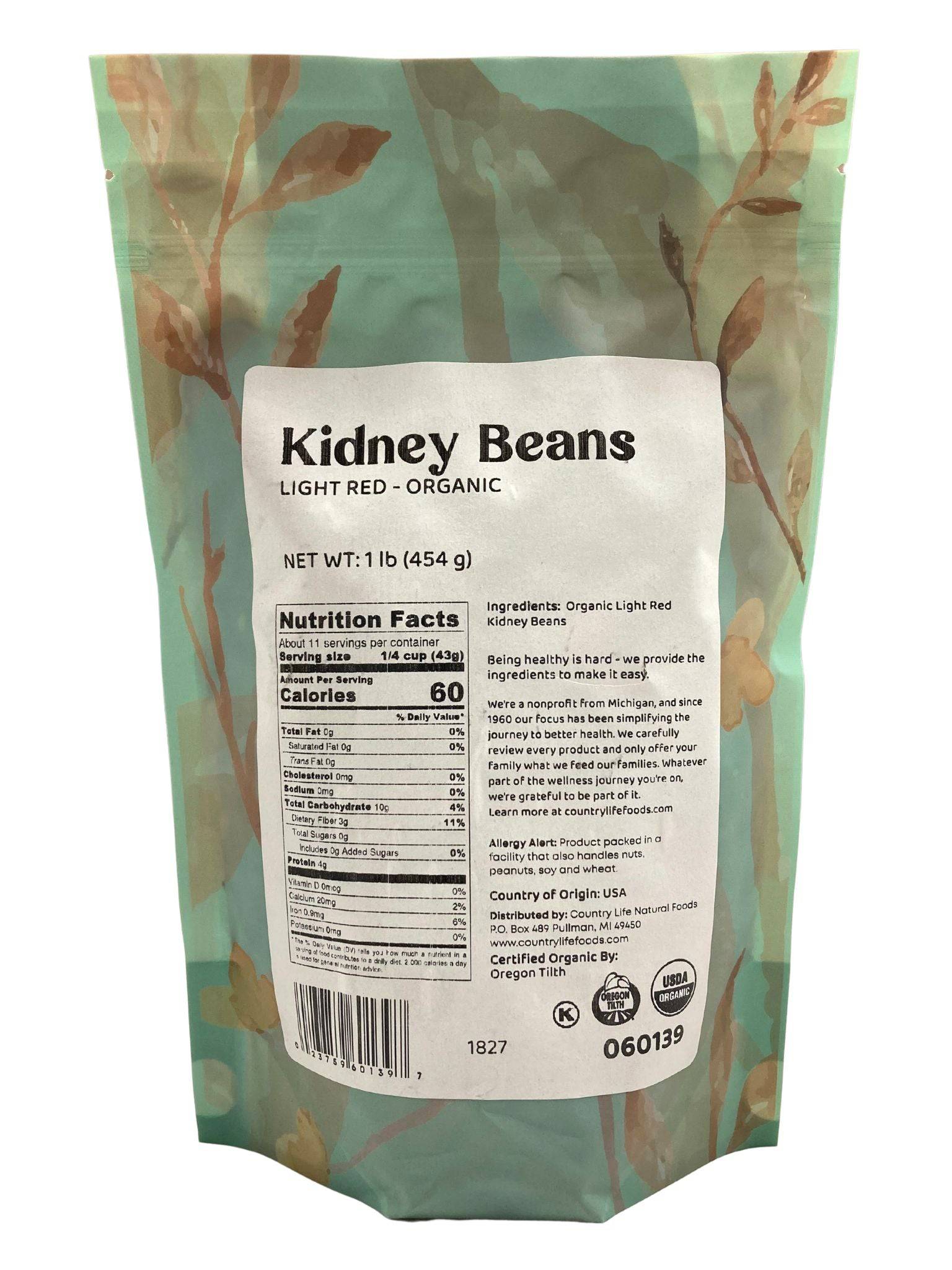 Kidney Beans, Light Red, Organic - Country Life Natural Foods