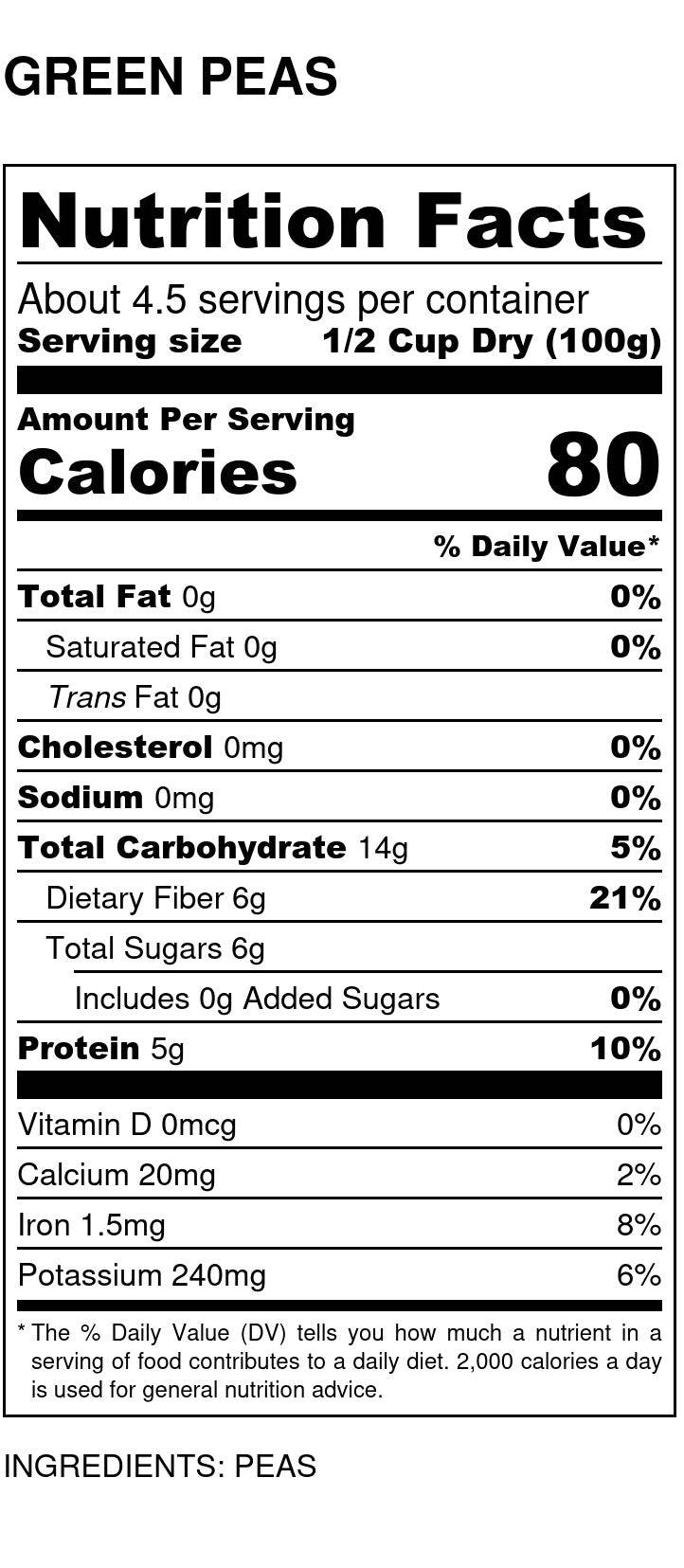Peas, Green, Organic, Whole - Country Life Natural Foods