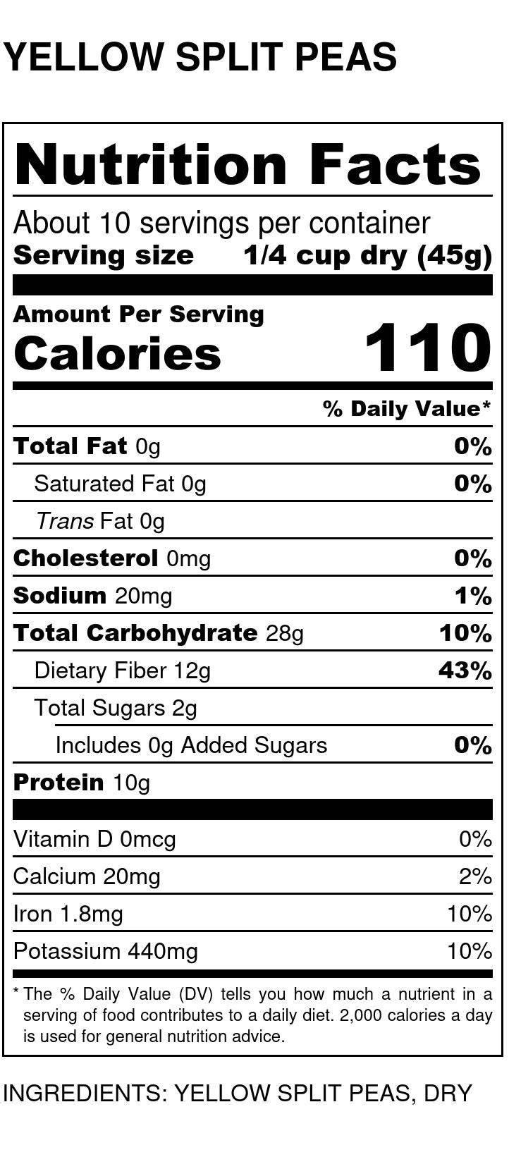 Peas, Yellow, Organic, Split - Country Life Natural Foods