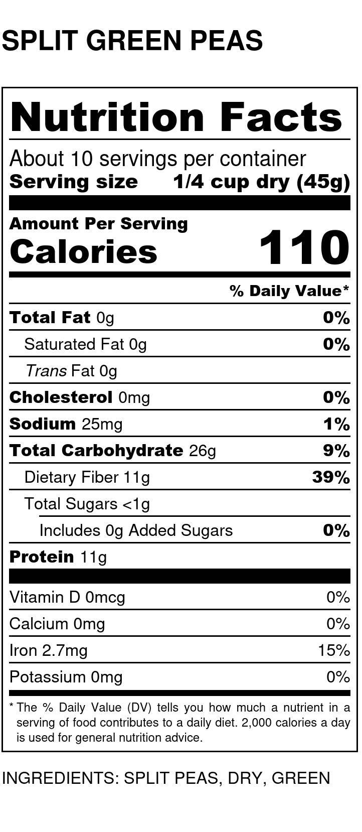 Peas, Green, Split - Country Life Natural Foods