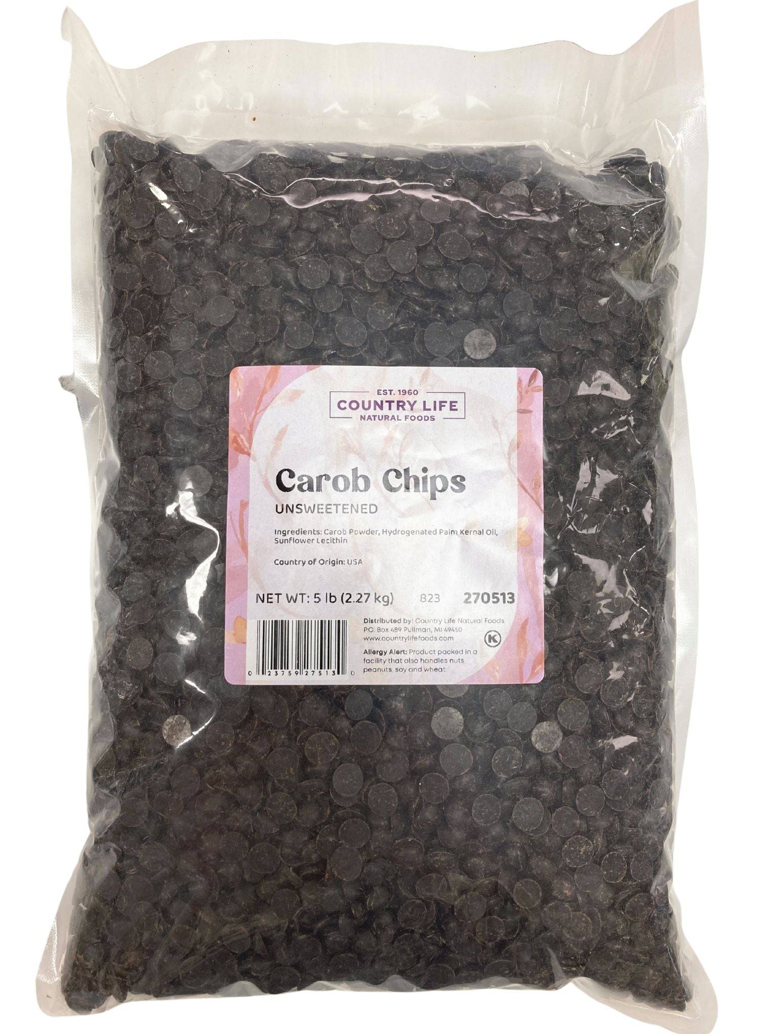 Carob Chips, Unsweetened, Carob - Country Life Natural Foods