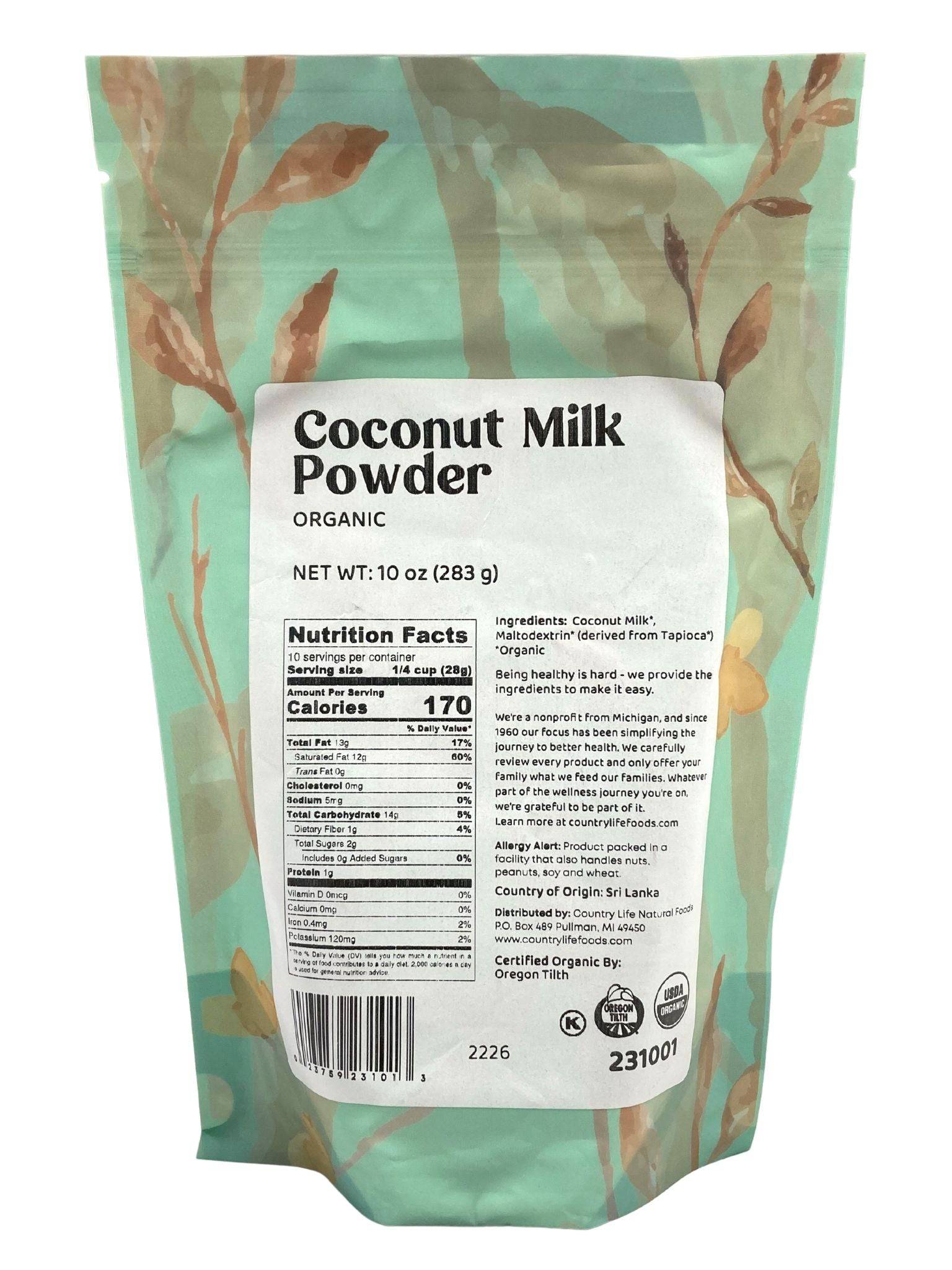 Coconut Milk Powder, Organic - Country Life Natural Foods