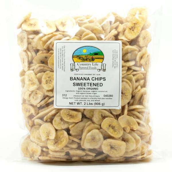 Banana Chips, Sweetened, Organic - Country Life Natural Foods