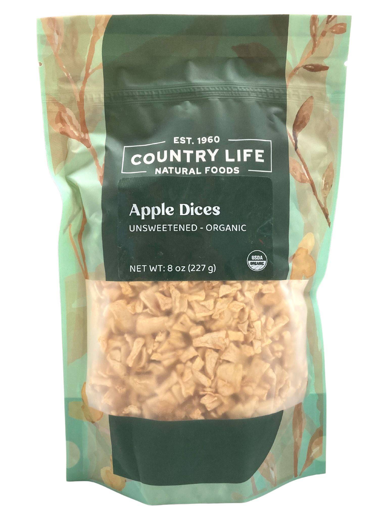 Apple Dices, Natural, Organic, Dried Fruit - Country Life Natural Foods