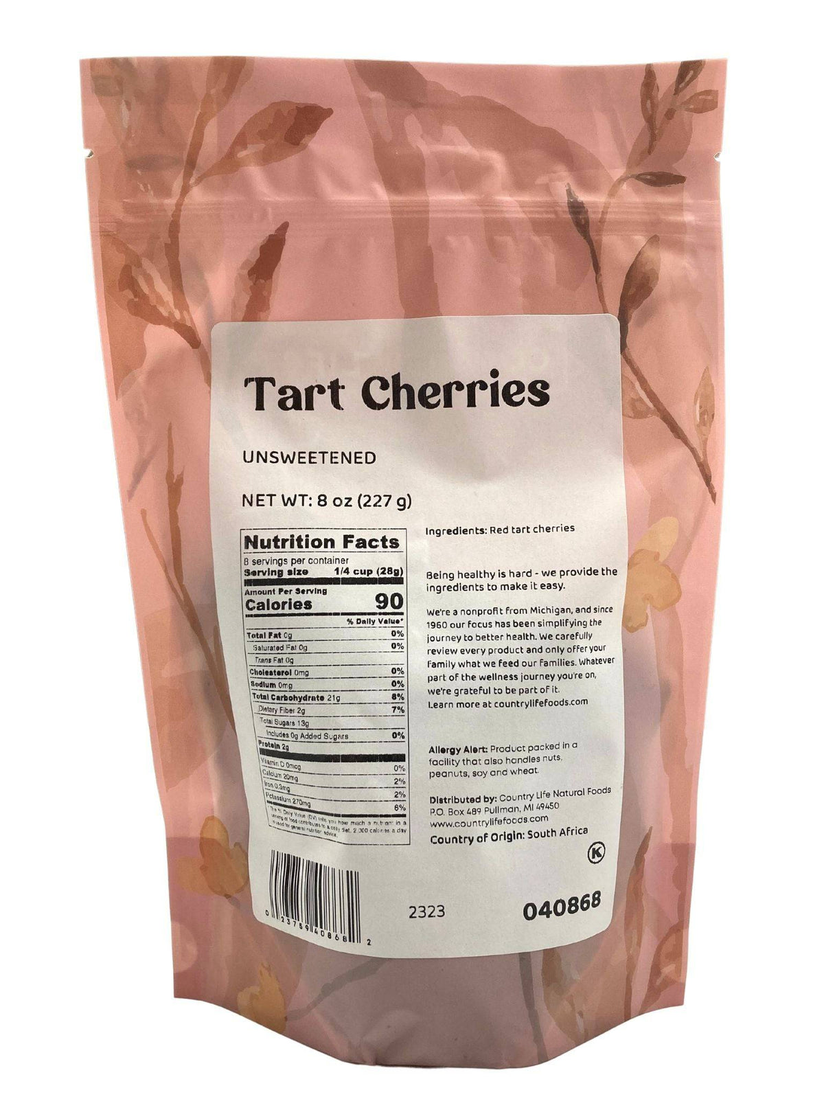 Cherries, Tart, Unsweetened, Dried Fruit - Country Life Natural Foods