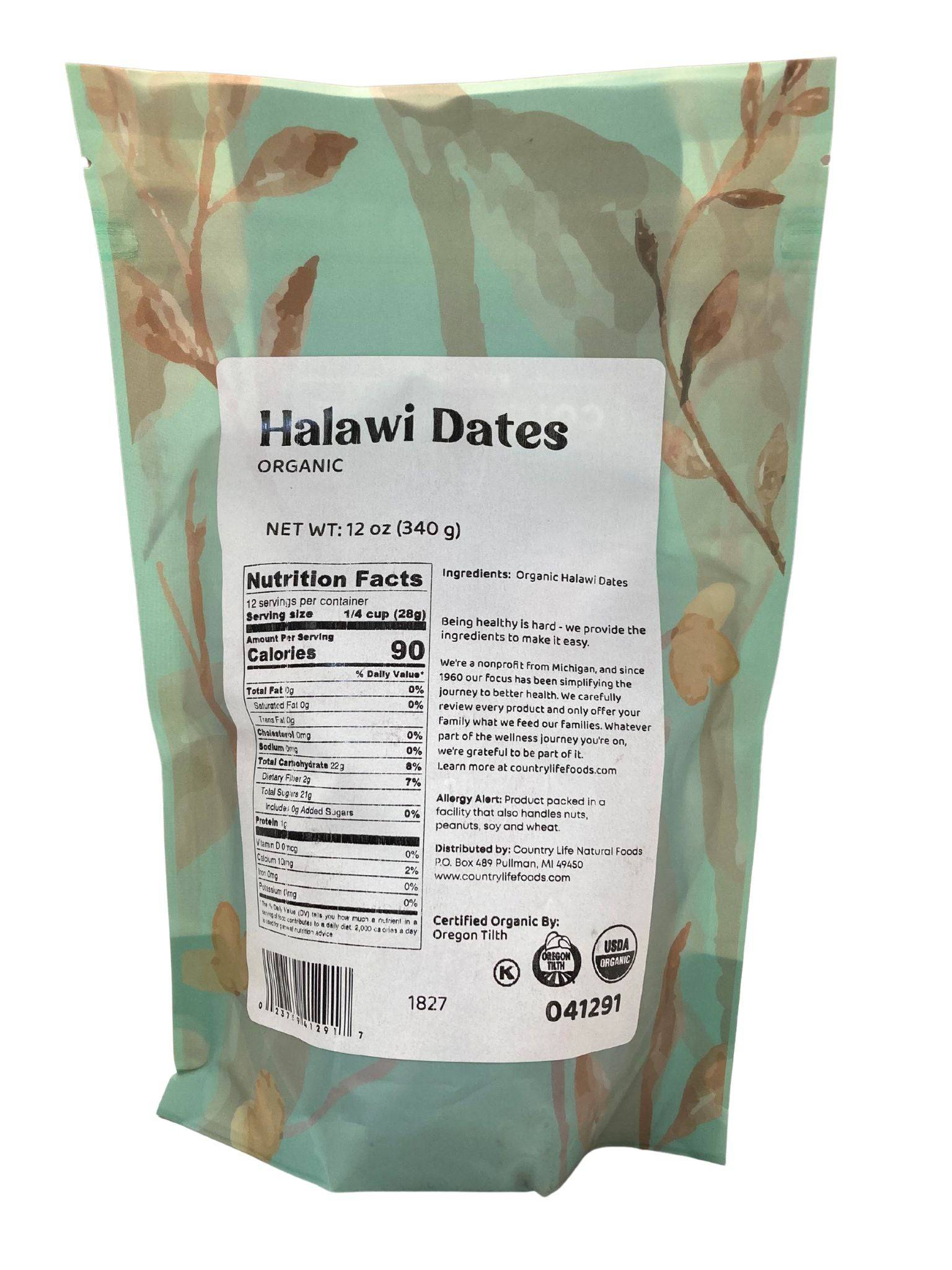 Dates, Halawi, Whole, Organic, Dried Fruit - Country Life Natural Foods