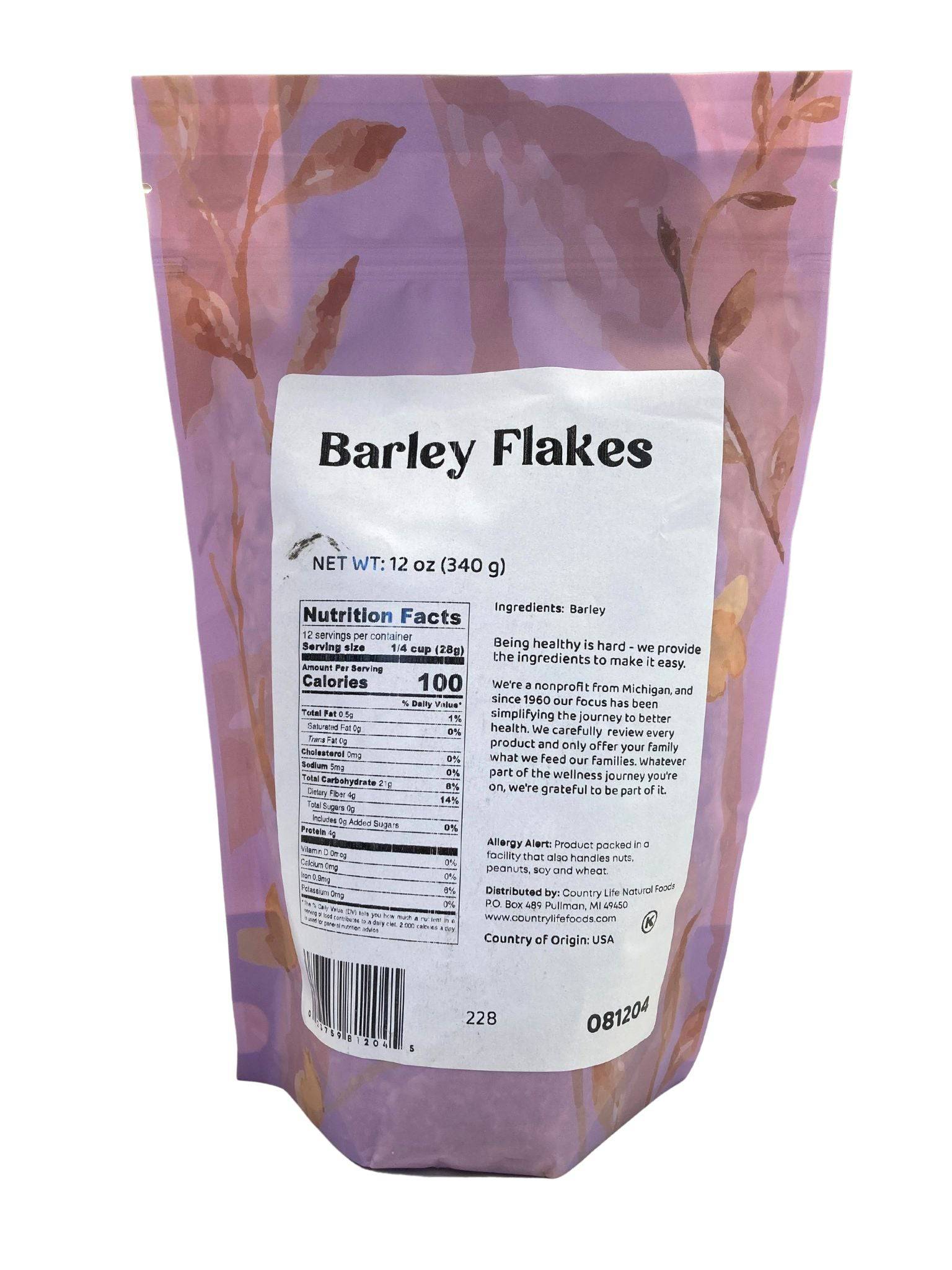 Barley, Rolled Flakes, Flaked Grains - Country Life Natural Foods