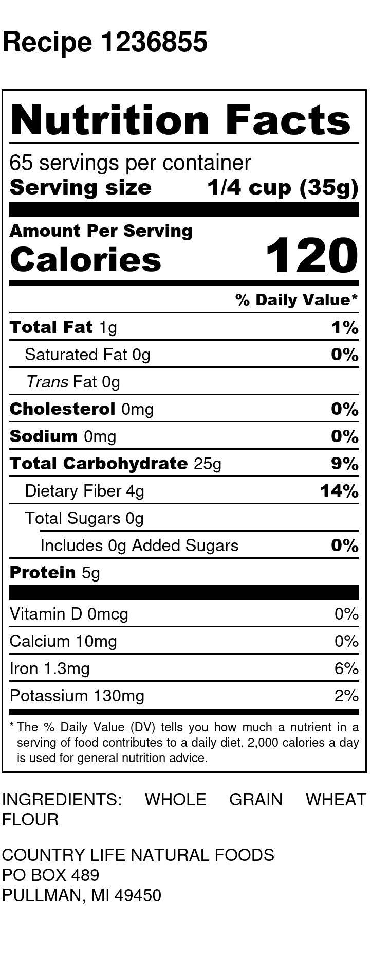 Whole Wheat Flour, Organic, Flour - Country Life Natural Foods