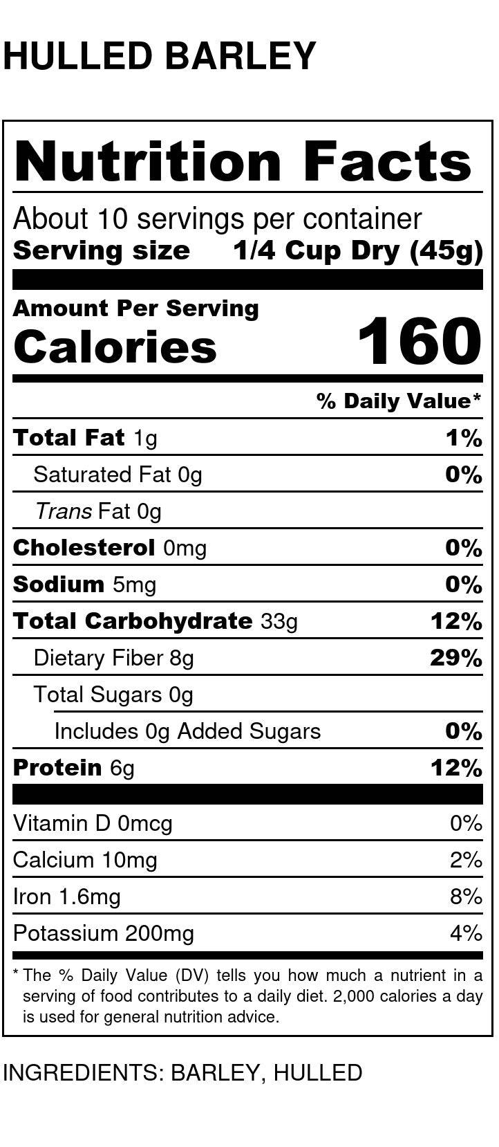 Barley, Hulled, Organic - Country Life Natural Foods