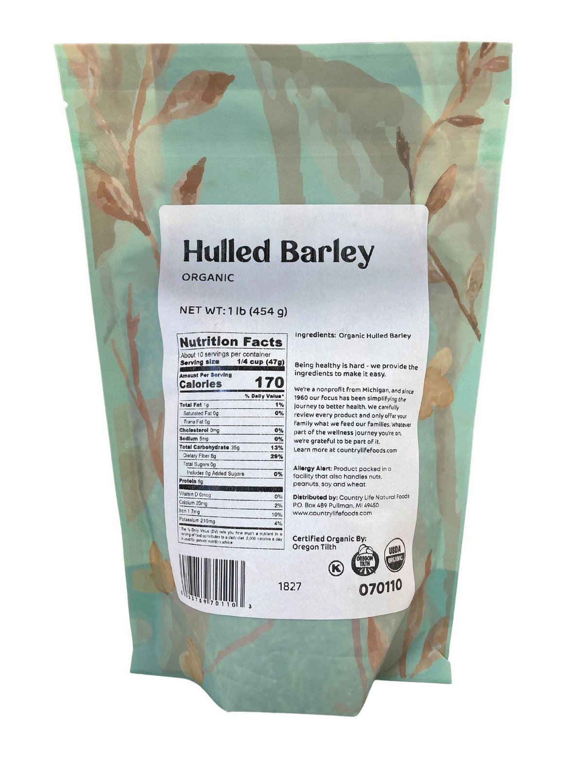 Barley, Hulled, Organic - Country Life Natural Foods