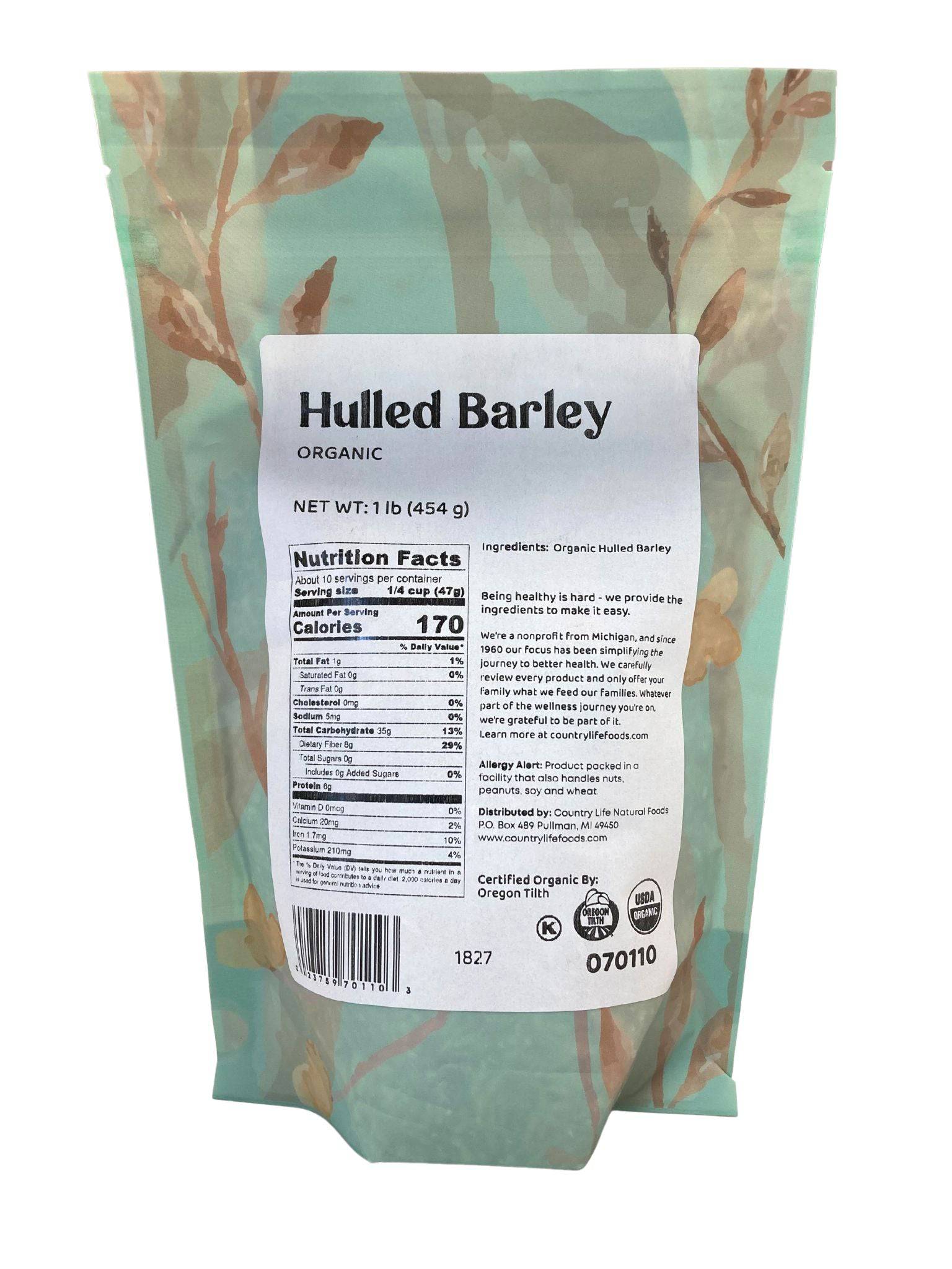 Barley, Hulled, Organic - Country Life Natural Foods