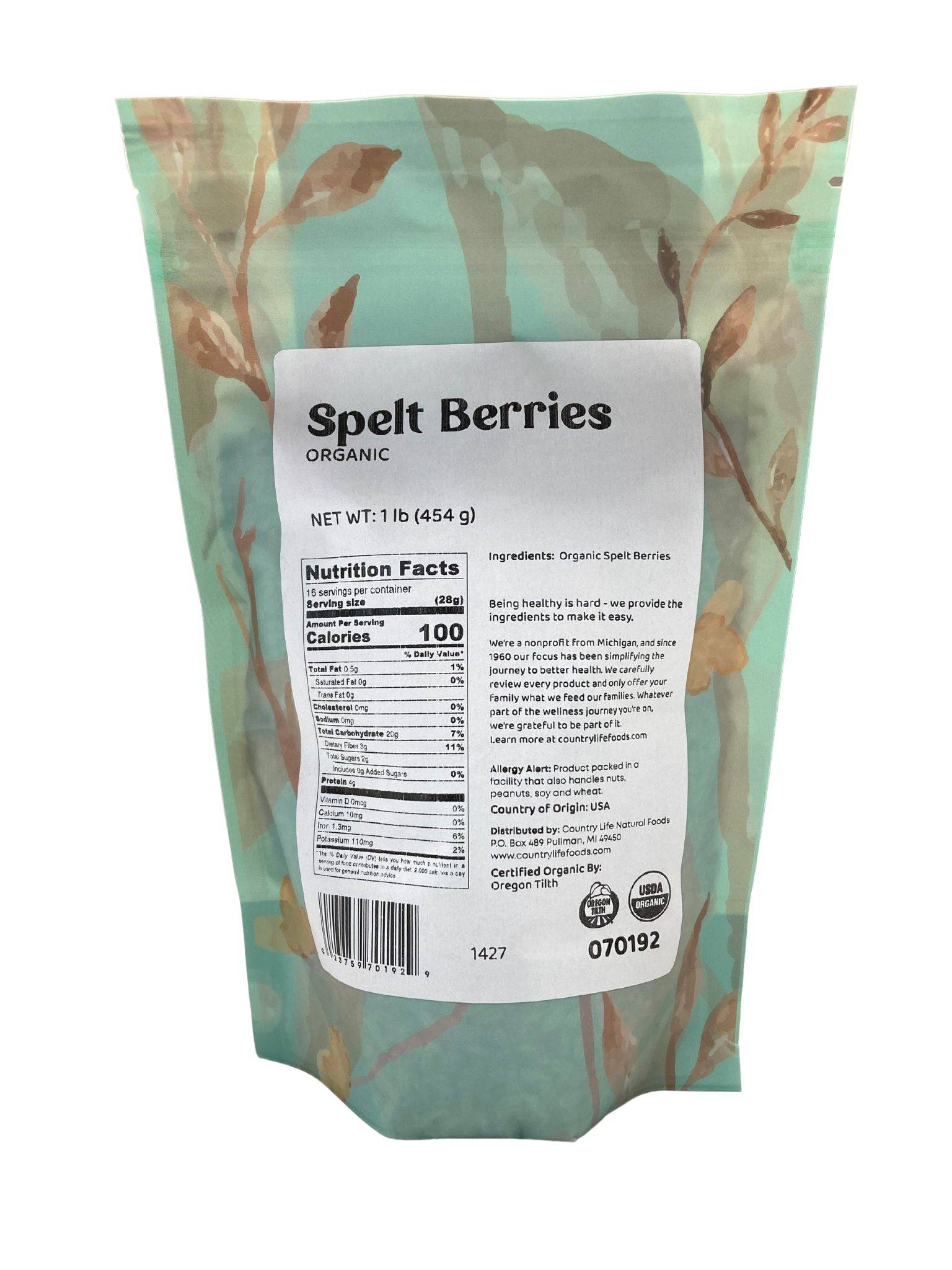 Spelt Berries, Organic - Country Life Natural Foods