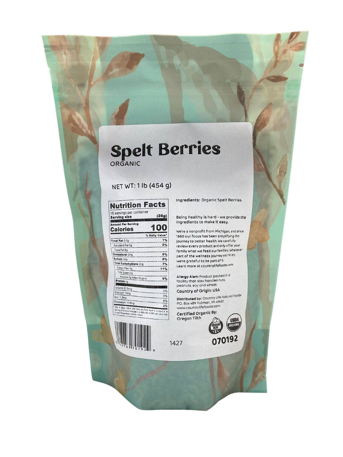 Spelt Berries, Organic - Country Life Natural Foods