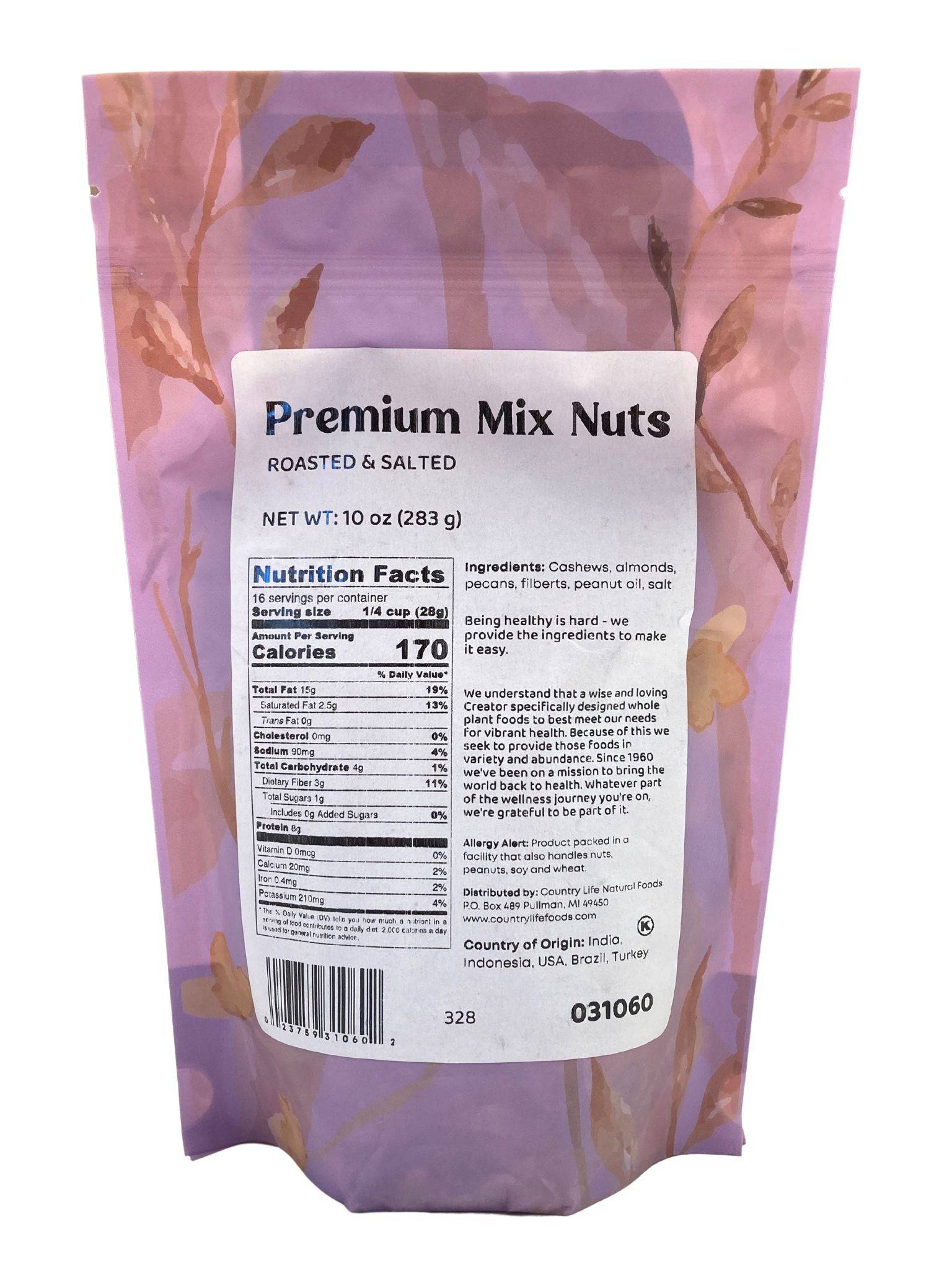 Mixed Nuts, Premium, Roasted, Salted, Trail Mix - Country Life Natural Foods