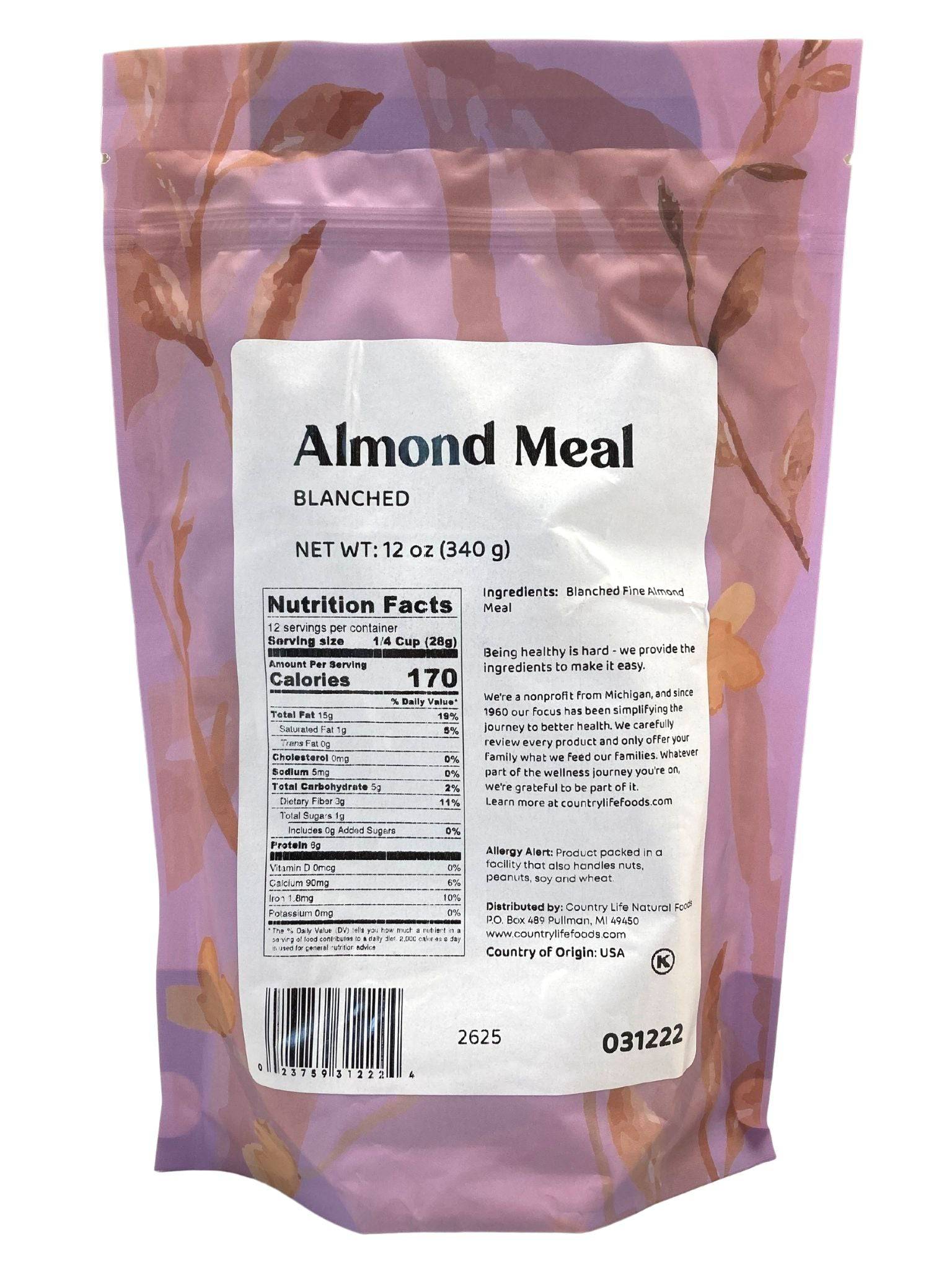 Almond Meal, Fine Ground, Blanched, Flour - Country Life Natural Foods