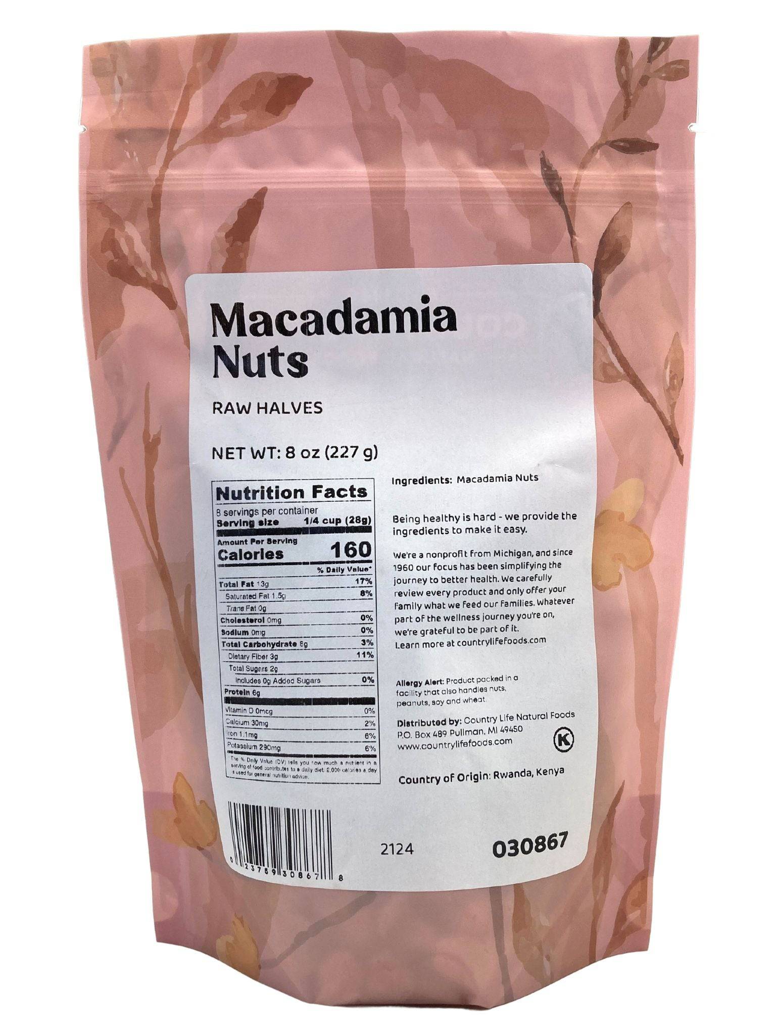 Macadamia Nut Halves, Nuts - Country Life Natural Foods