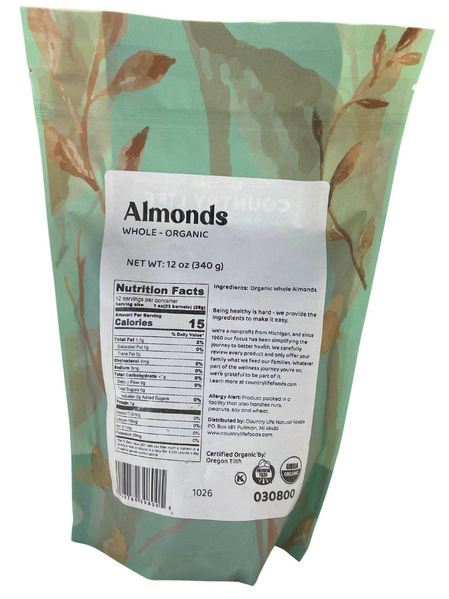 Almonds, Whole, Organic (Raw) - Country Life Natural Foods