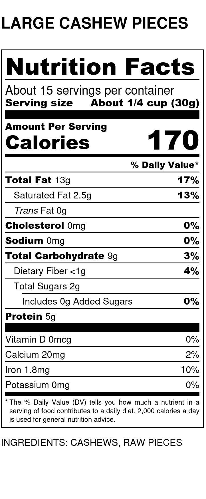 Cashews, Large Pieces, Organic - Country Life Natural Foods