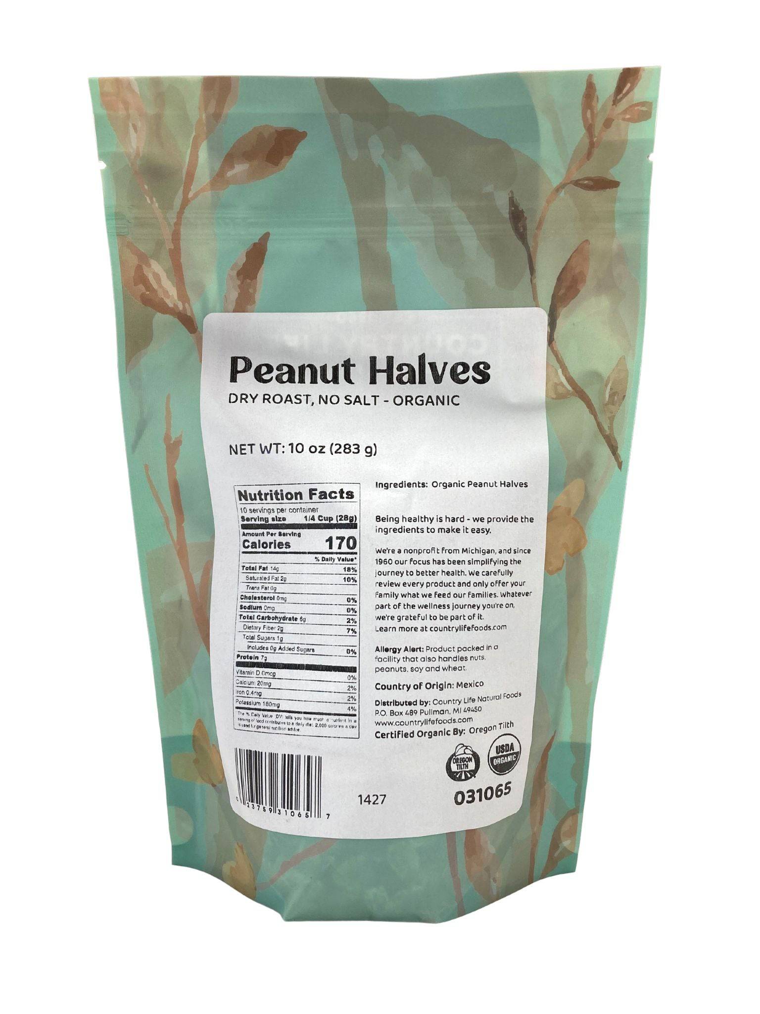Organic Peanuts, 1/2s Dry Roasted, No Salt - Country Life Natural Foods
