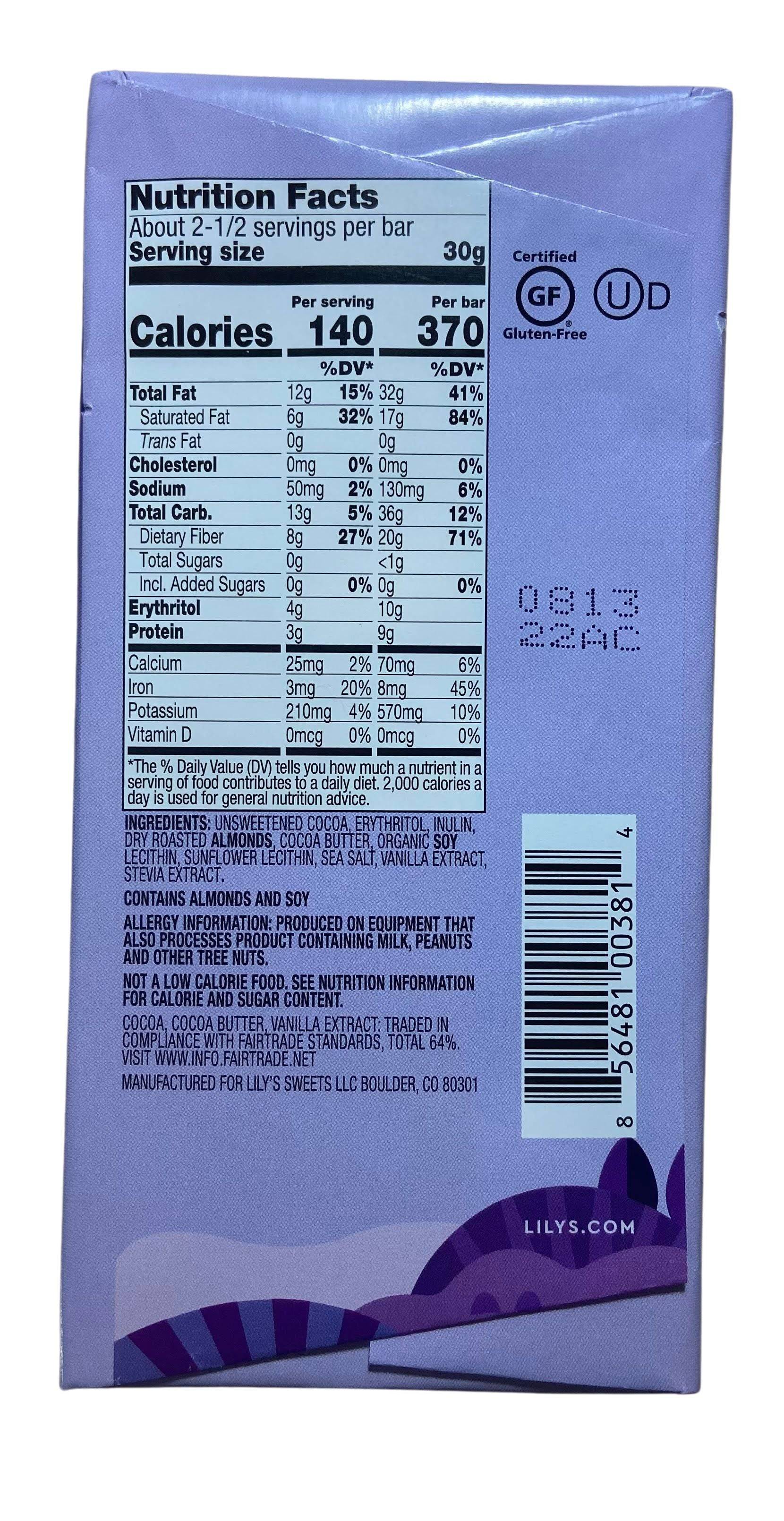 Chocolate Bars, Dark, Stevia Sweetened, Lily's - Country Life Natural Foods
