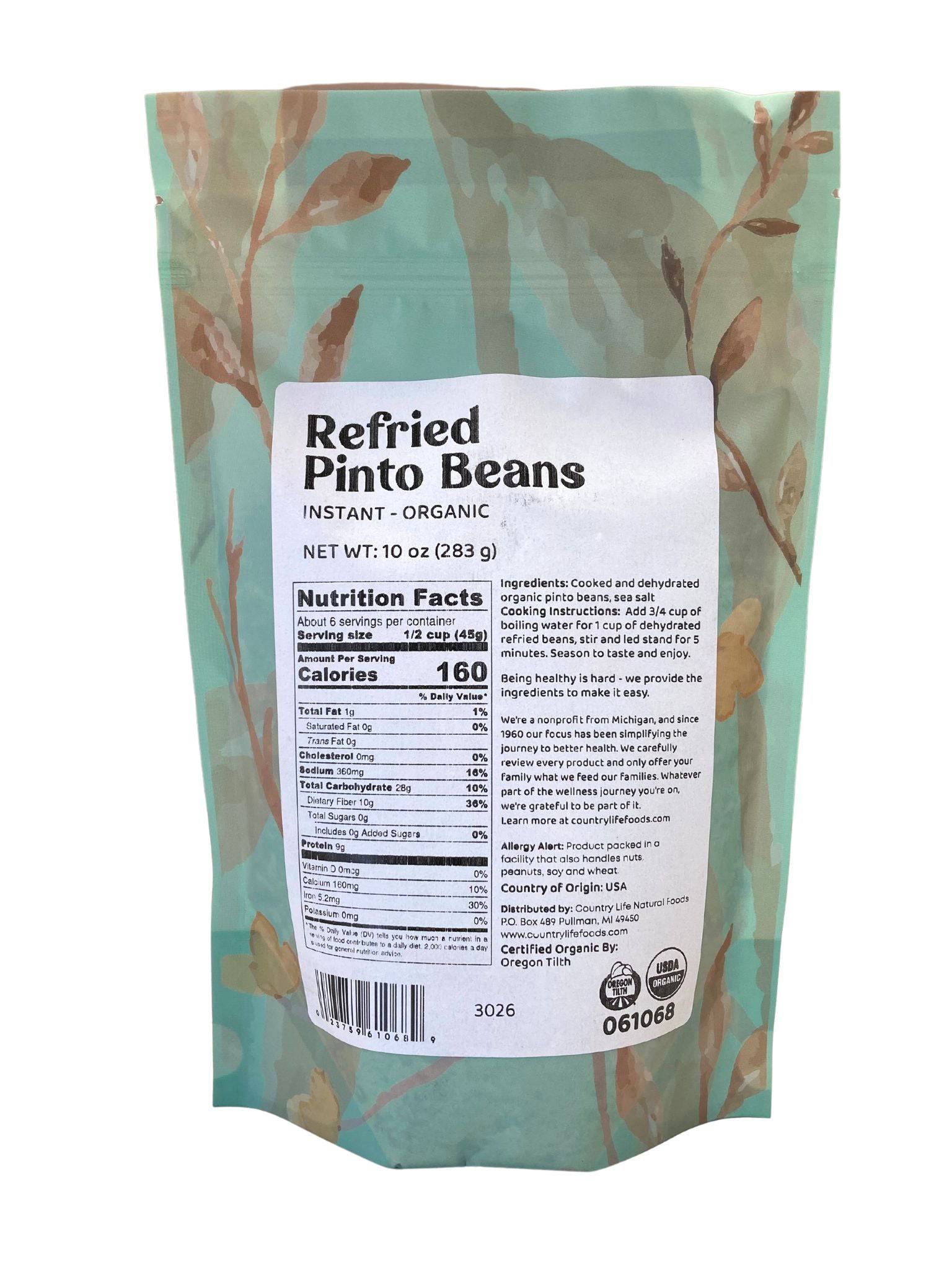 Pinto Beans, Instant, Organic - Country Life Natural Foods